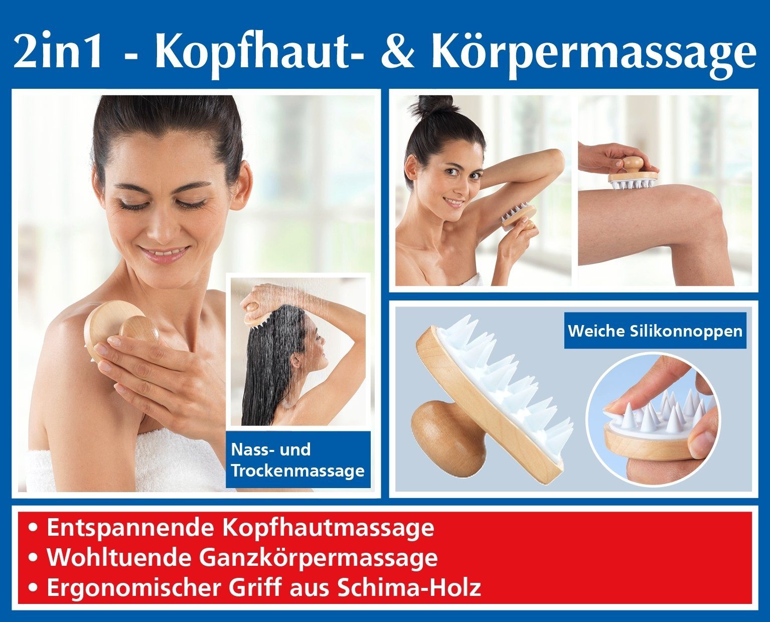 Maximex Massagebürste Wellness Massagebürste 2in1, 1-tlg.