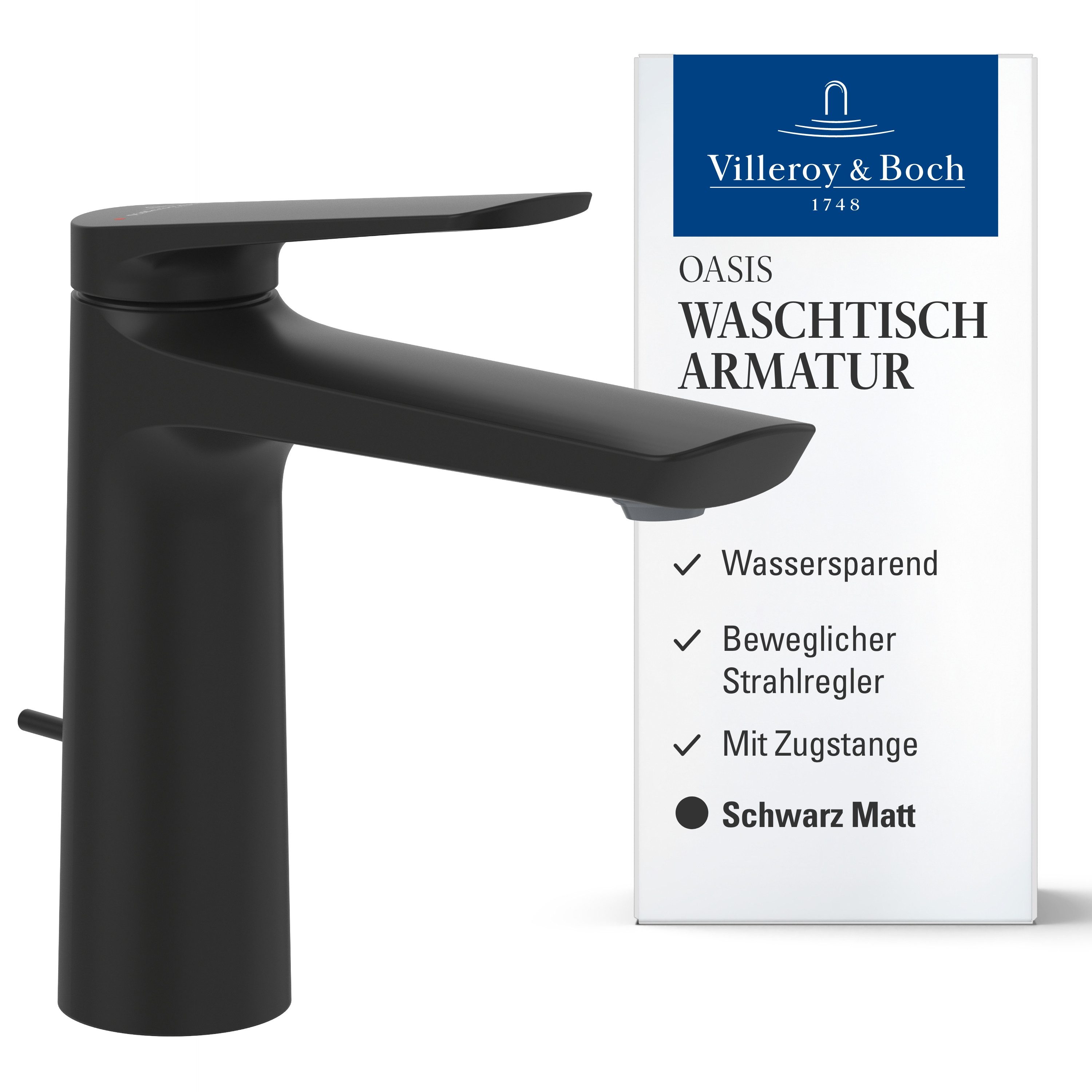 Villeroy & Boch Waschtischarmatur Oasis Wasserhahn Bad mit Zugstange und Ke günstig online kaufen