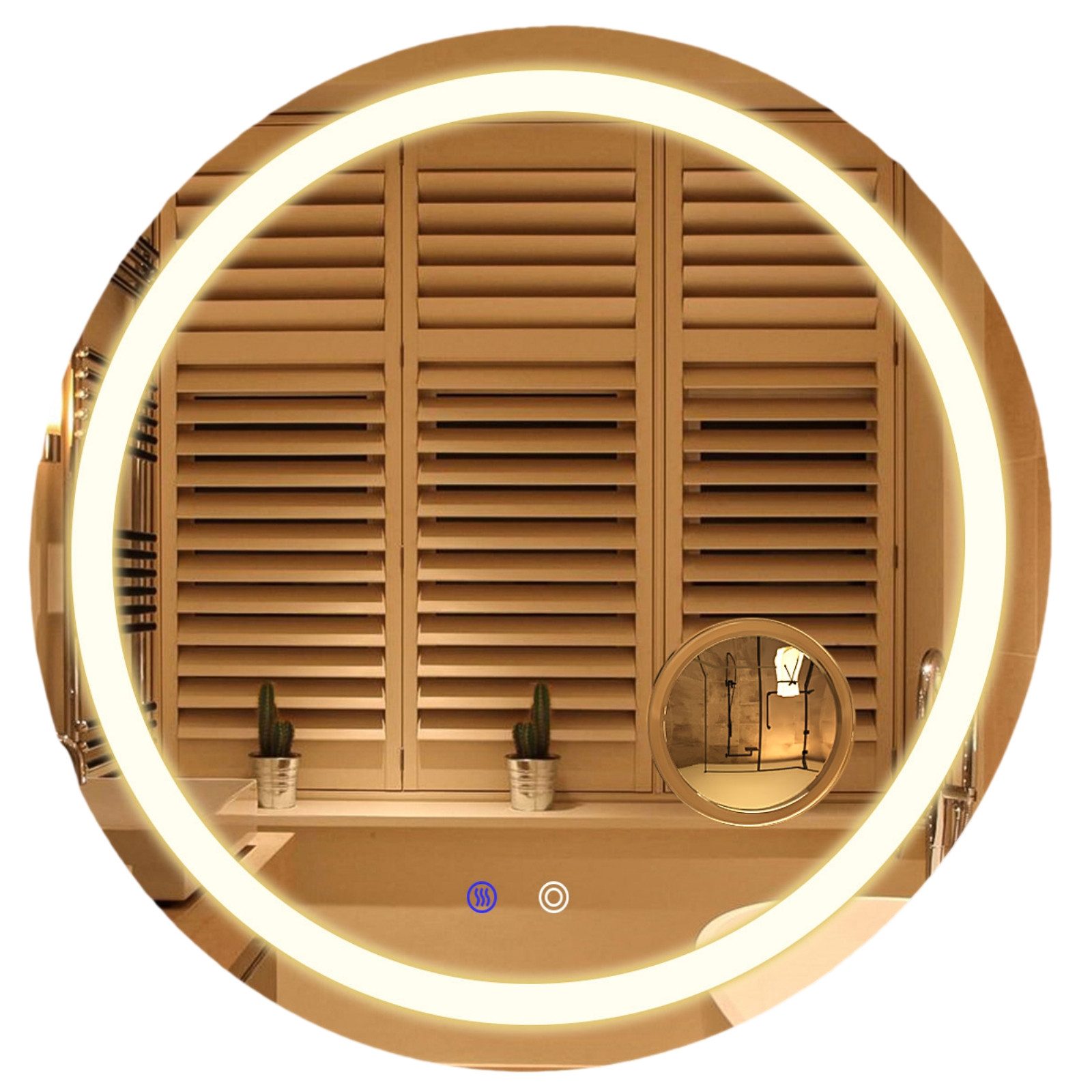 Mondeer Badspiegel Badezimmerspiege (IP44), ⌀ 60cm mit Touch-Schalter und B günstig online kaufen