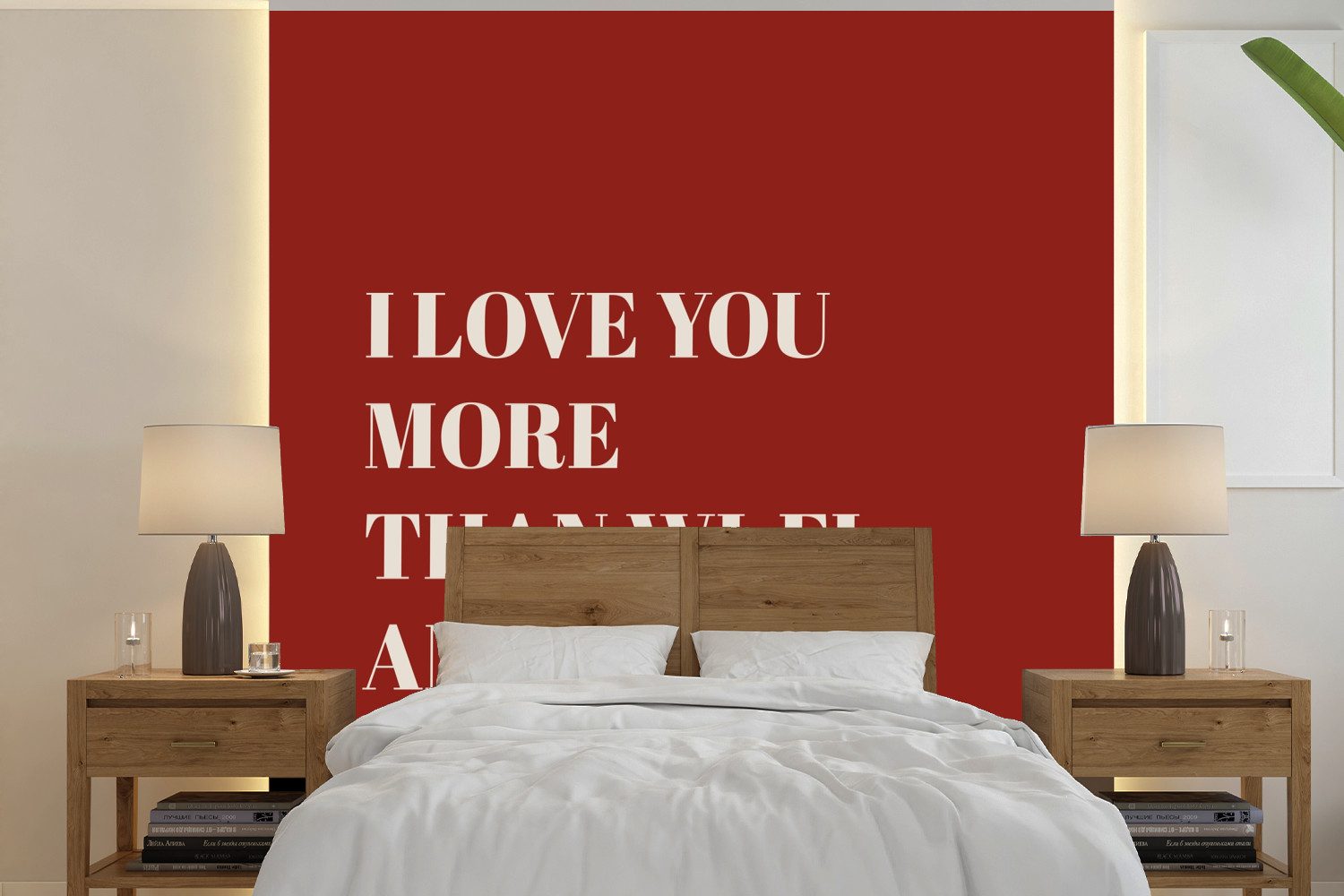 MuchoWow Fototapete Rot - Zitat - Liebe, Matt, bedruckt, Vliestapete für Wohnzimmer Schlafzimmer Küche, Fototapete, 220x220 cm