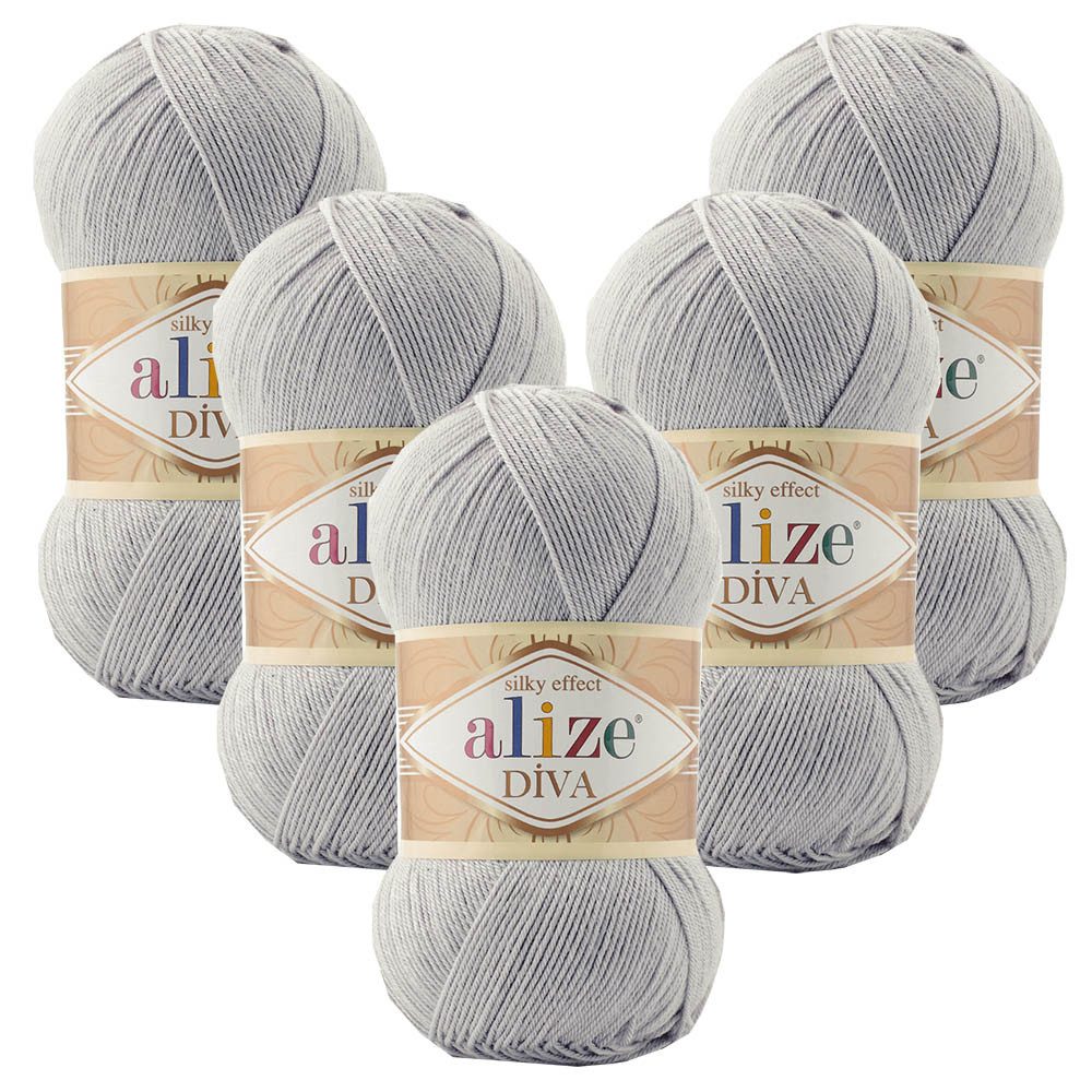 Alize 5 x ALIZE Diva Häkelwolle, 350 m, Spitze,Acrylgarn,Seideneffekt,Häkelkunst