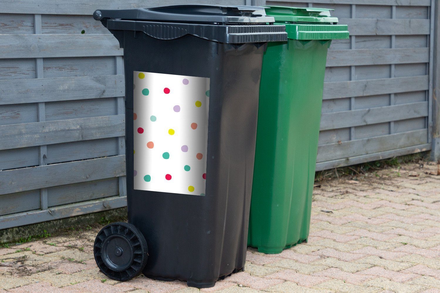 Illustration - St), Punkte Container, - Farbige Mülleimer-aufkleber, Hintergrund (1 Abfalbehälter Wandsticker MuchoWow Mülltonne, - Sticker, Kinder