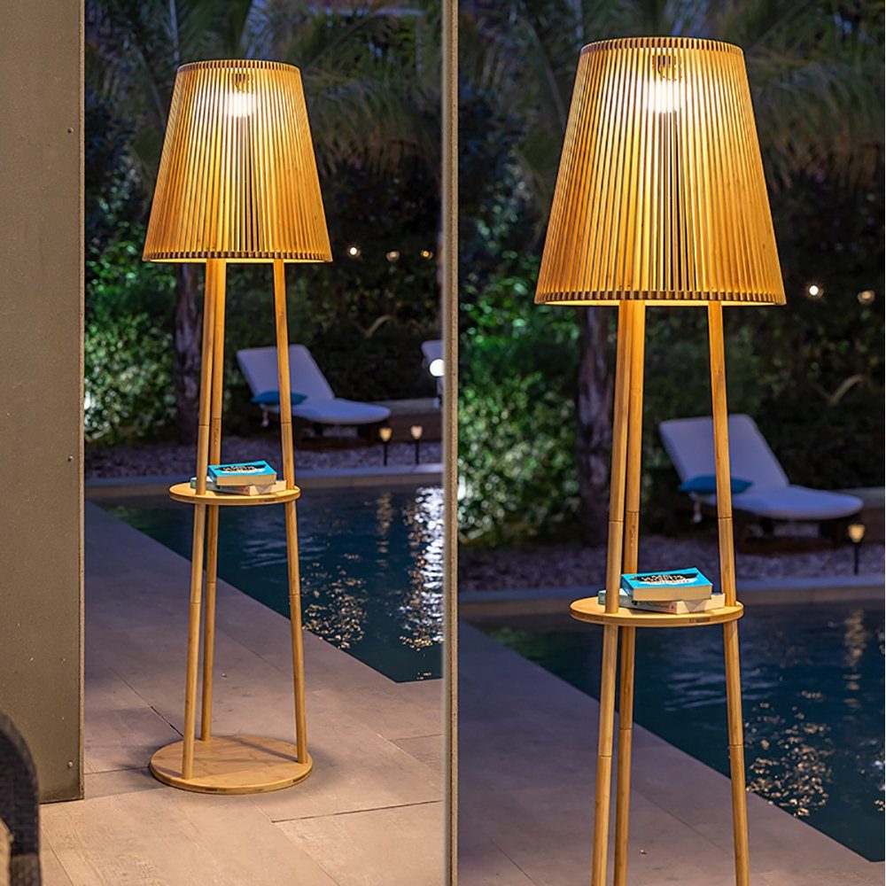 LichtTrend LED AußenStehlampe »Okinawa Bambus LED Boho Stehleuchte