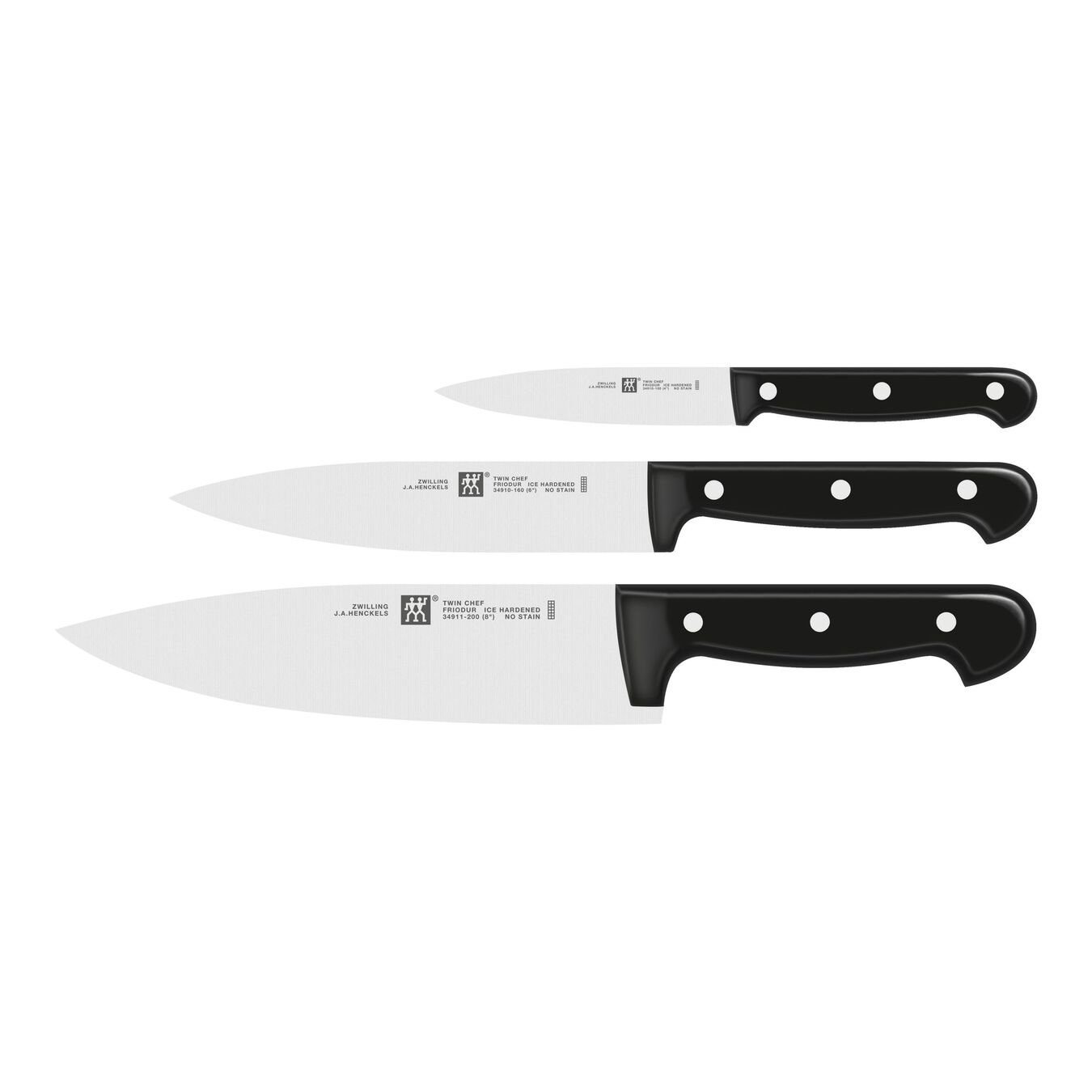 Zwilling Messer-Set ZWILLING TWIN Chef (3-tlg) 2 Messerset FRIODUR Klinge eisgehärtete 3-tlg