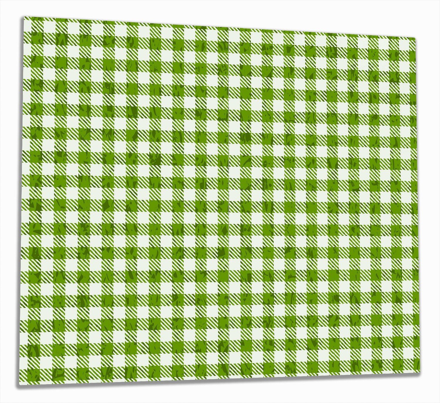 Wallario Herd-Abdeckplatte Muster einer Tischdecke in grün und weiß kariert, ESG-Sicherheitsglas, (Glasplatte, 2 tlg., inkl. 5mm Noppen), verschiedene Größen
