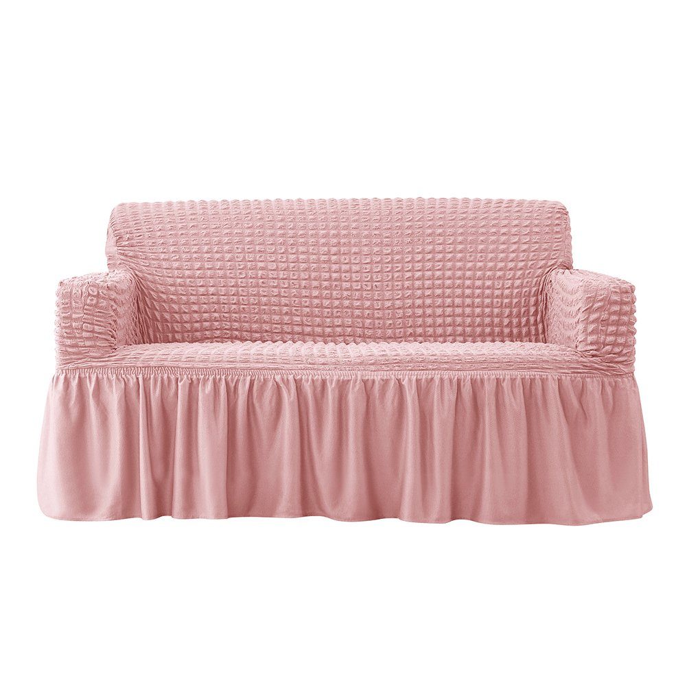 2 Kissen, Stretch Sitzer Stuhlhusse verstellbar, Sessel HAMÖWO Stuhl Saum rosa Cover, Sofarock