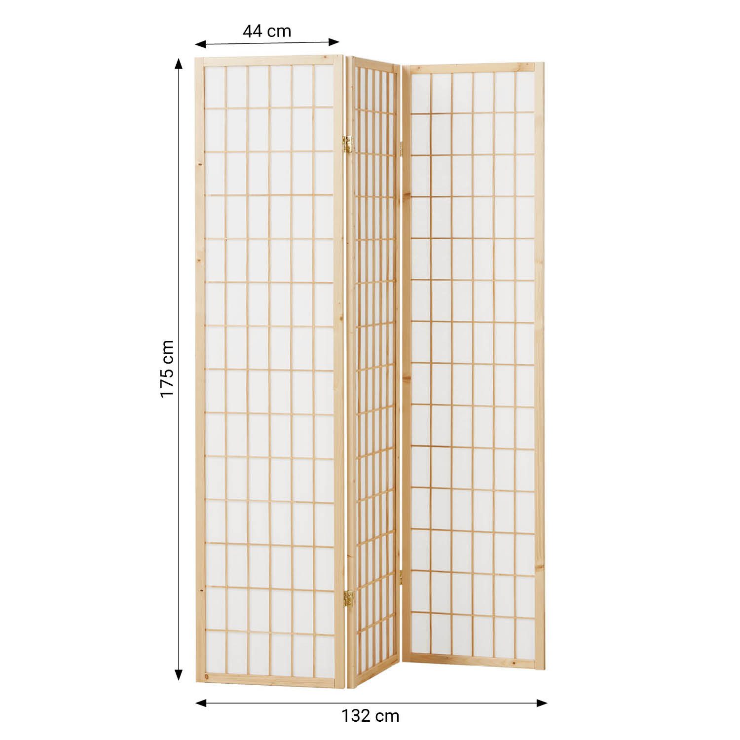 Homestyle4u Paravent Raumteiler Trennwand Shoji Spanische Wand Sichtschutz Holz Indoor (3-teilig), Braun, faltbar