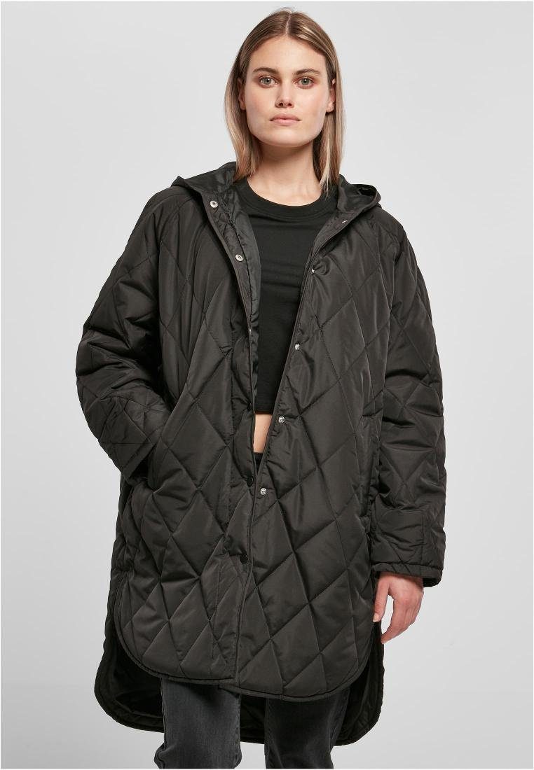 URBAN CLASSICS Outdoorjacke Ladies Oversized Diamond Quilted Hooded Coat Damen Mantel