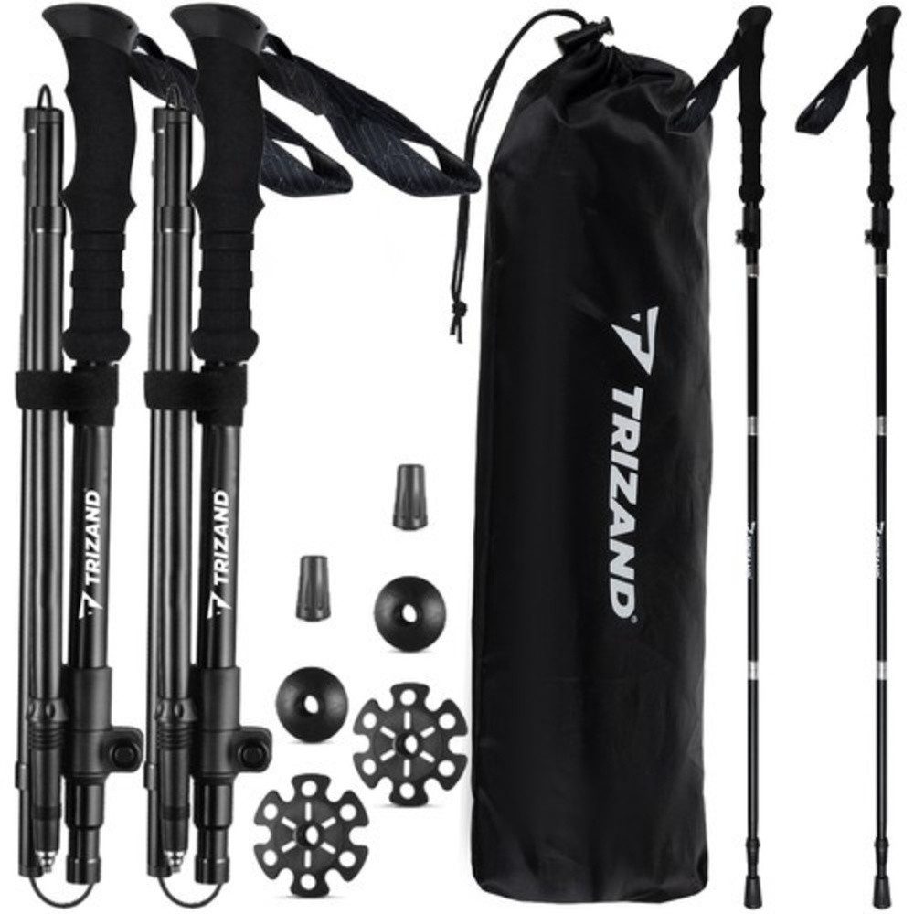 Trizand Trekking-Stöcke Trekkingstöcke Треккинговые палки (Spar-Set, 2 St., wandern), Höhenverstellbar von 110–130 cm mit Skala und Schnellverschluss