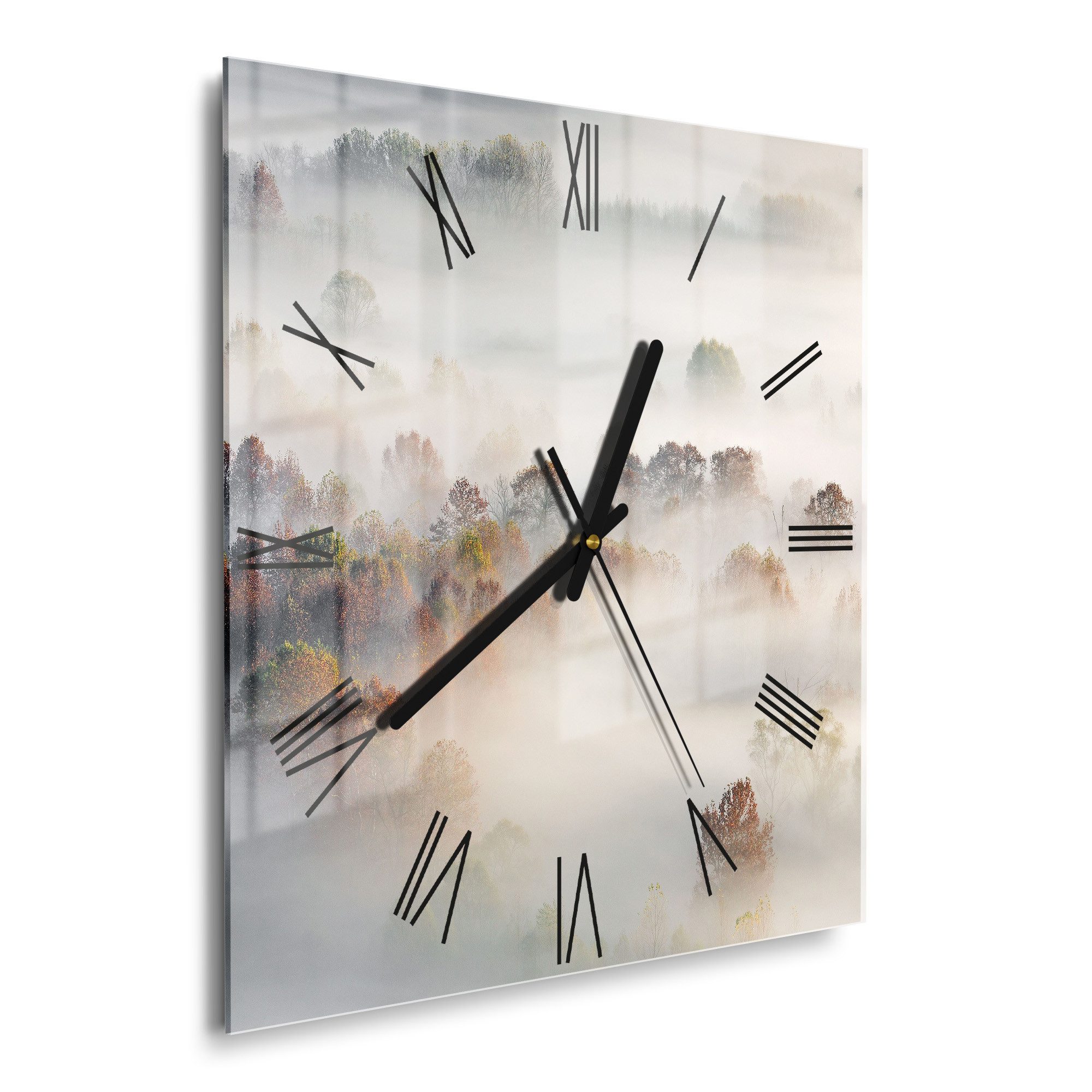 DEQORI Wanduhr 'Morgendlicher Nebelwald' (Glas Glasuhr günstig online kaufen
