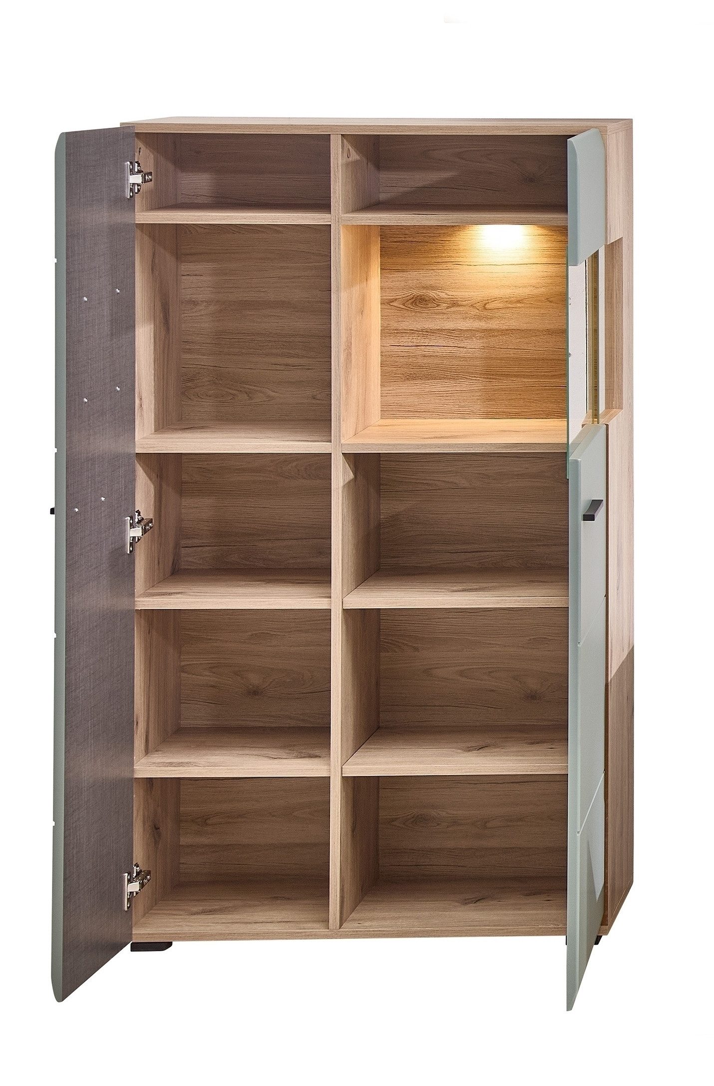 freiraum Wohnwand Kathlin, (3-teilig), (3-teilig) in schilfgrün / Eiche Dekor - ca. 250x180x47cm (BxHxT)