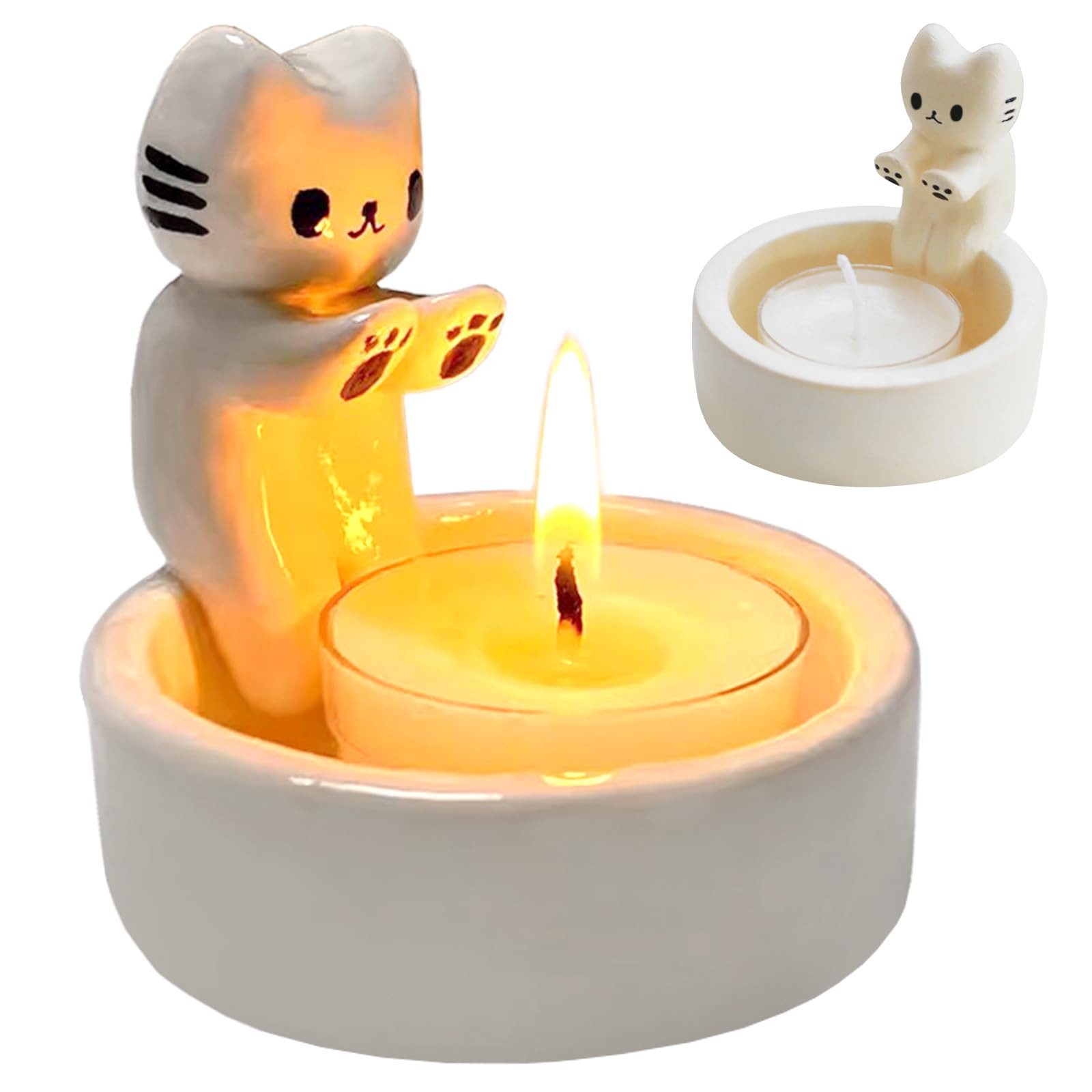 FOUORTUNATE-BEE Kerzenhalter Katzen Kerzenhalter Katze Deko Katzen Teelicht günstig online kaufen