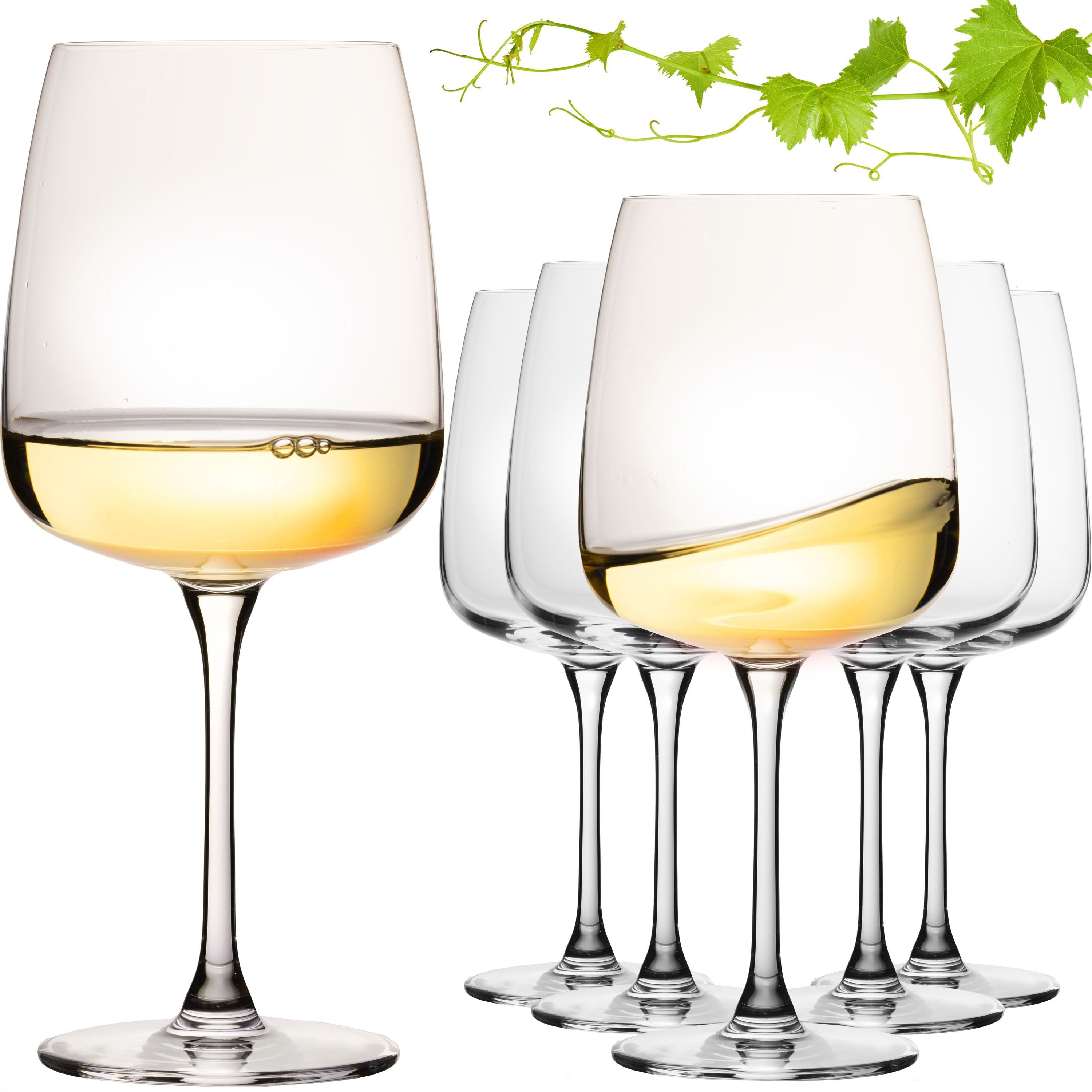 IMPERIAL glass Weinglas Große Eckige Weißweingläser 480ml "Milano" Set 6-Teilig, Crystalline Glas, Chardonnay Glas aus Crystalline Glas Spülmaschinenfest