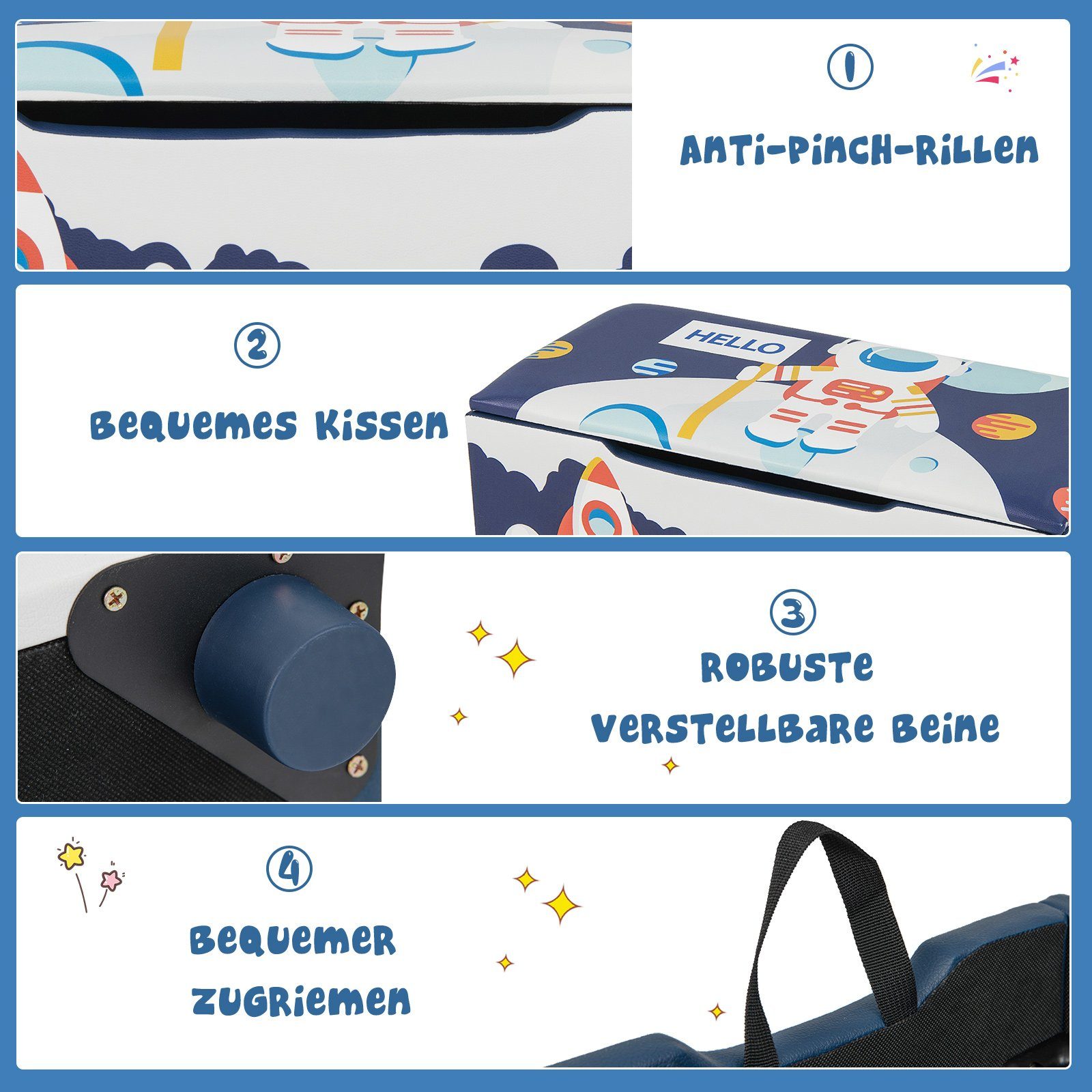 COSTWAY Spielzeugtruhe Spielzeugkiste, Gepolsterte mit Deckel günstig online kaufen