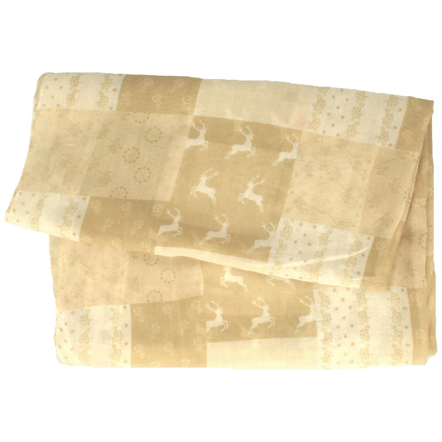 Breiter Modeschal, ultraleicht Tracht mit Hirsch-Muster