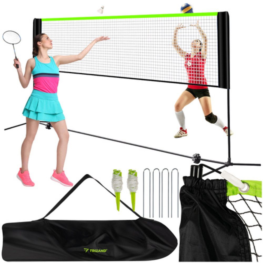 Trizand Volleyballnetz Verstellbares Sportnetz Volleyball (Spar-Set, 1-St., einfache Montage), Höhenverstellung von 93 bis 255 cm ermöglicht Volleyball, Badminton