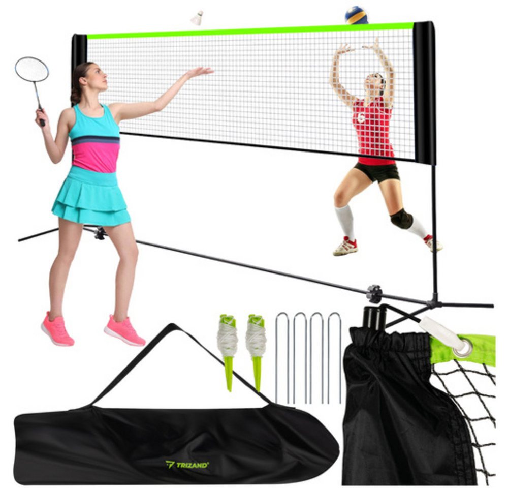 Trizand Volleyballnetz Verstellbares Sportnetz Volleyball (Spar-Set, 1-St., einfache Montage), Höhenverstellung von 93 bis 255 cm ermöglicht Volleyball, Badminton
