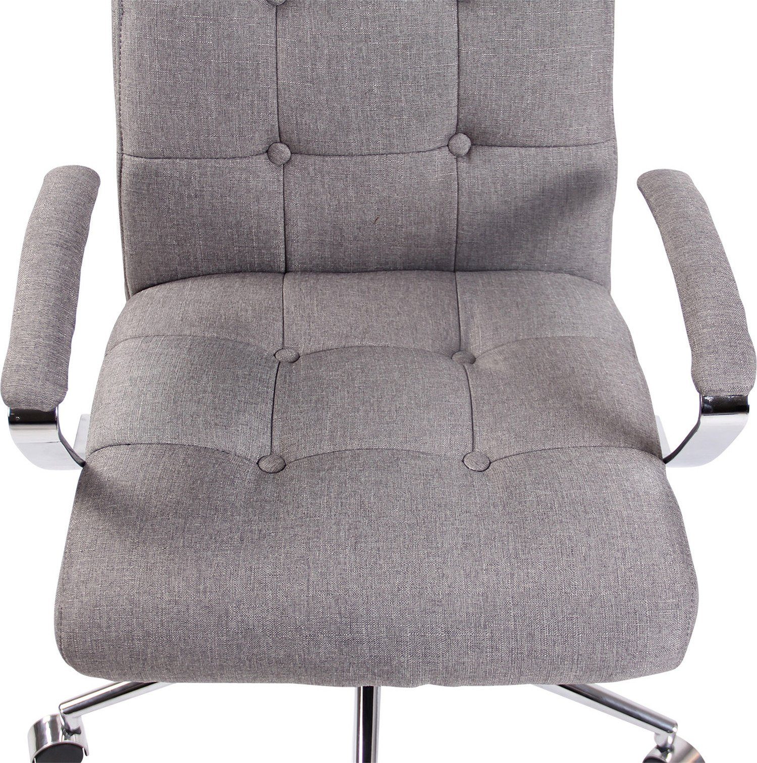 grau Gestell: TPFLiving chrom - Fynia Drehstuhl, Sitzfläche: Metall 360° Stoff - höhenverstellbar drehbar (Schreibtischstuhl, Rückenlehne mit Chefsessel, Bürostuhl Konferenzstuhl), und bequemer