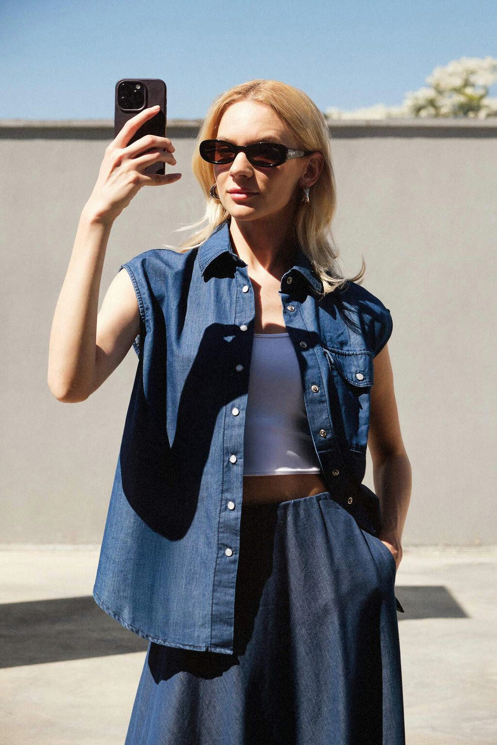 touche prive Reitweste Weste mit Denim-Effekt