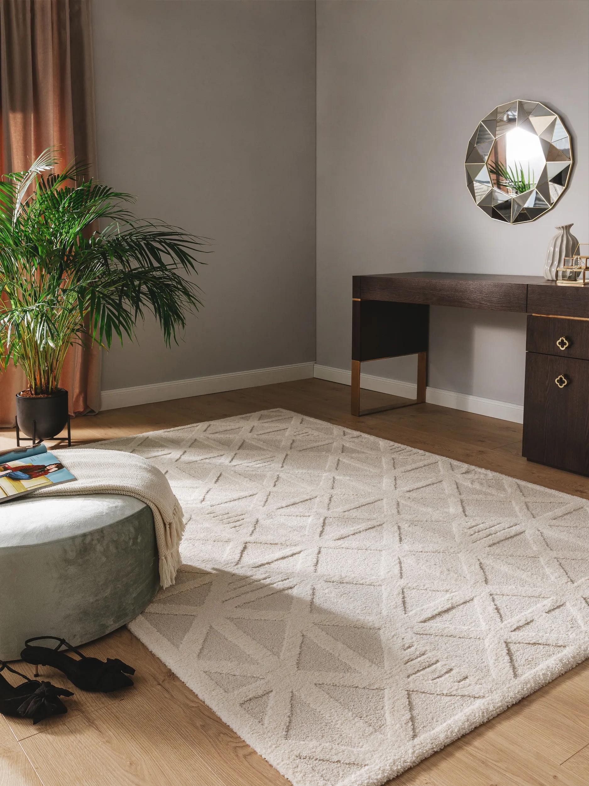 benuta Teppich Eve, rechteckig, Höhe: 11 mm, Teppich Wohnzimmer, Schlafzimmer, Esszimmer, Flur, Kunstfaser, Cozy