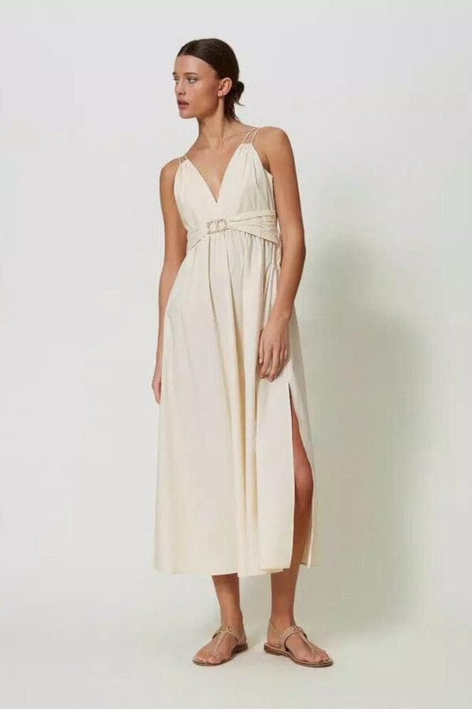 TWINSET Maxikleid Maxikleid aus Baumwollpopeline