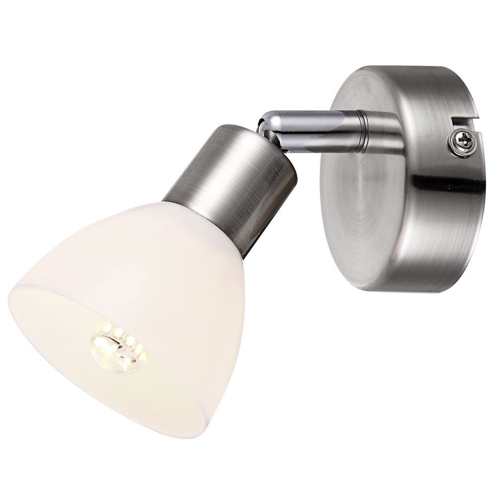 Traditionelle chrom matt, nickel LED Kunststoffschirm LED weiß inklusive, Globo Wandleuchte, Strahler Leuchtmittel Warmweiß,