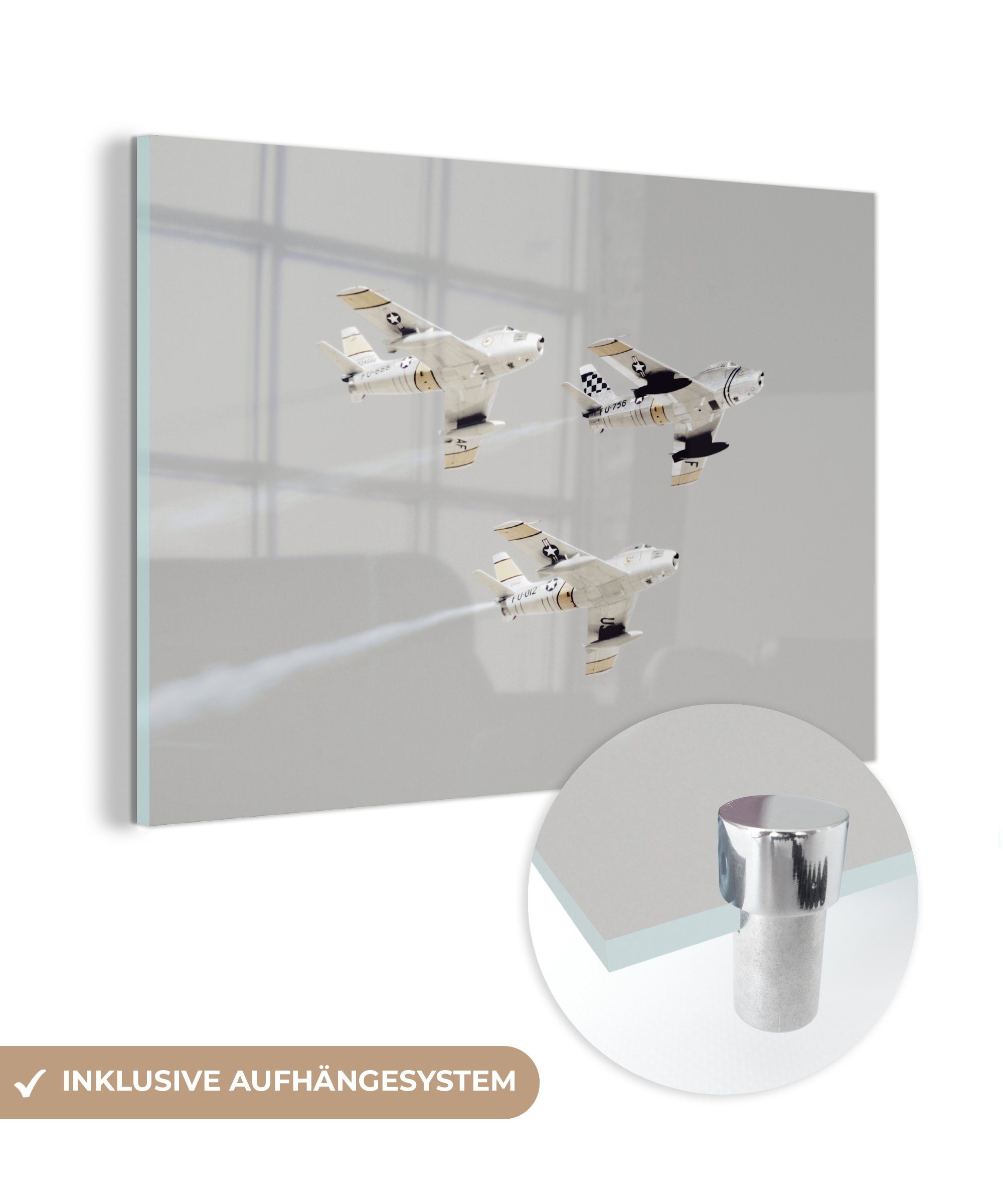 MuchoWow Acrylglasbild Flugzeuge - Luft - Rauch, (1 St), Acrylglasbilder Wohnzimmer & Schlafzimmer