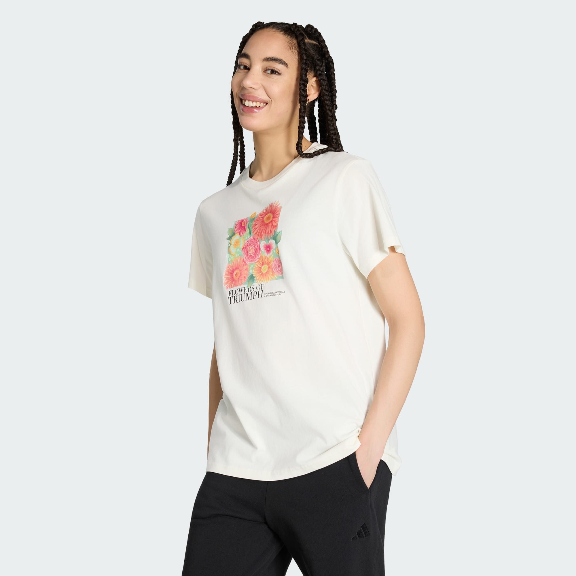 adidas Sportswear T-Shirt LOCKER GESCHNITTENES FLORAL GRAFIK T-SHIRT 2 (1-tlg)