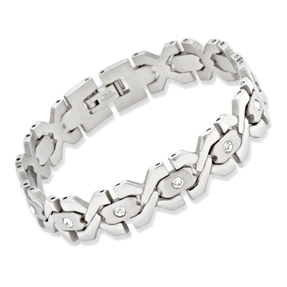 Unique Edelstahlarmband Chunky Armband aus Edelstahl mit Zirkonia B5073 günstig online kaufen