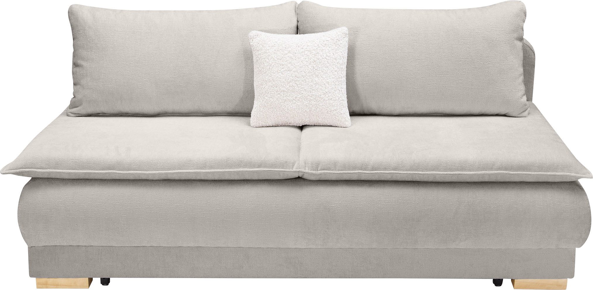 Home affaire Schlafsofa Bea, B: 218 cm, Liegel. 158x198 cm, Bettfunktion, Bettkasten & 1 Zierkissen, Dauerschlafsofa mit Boxspring