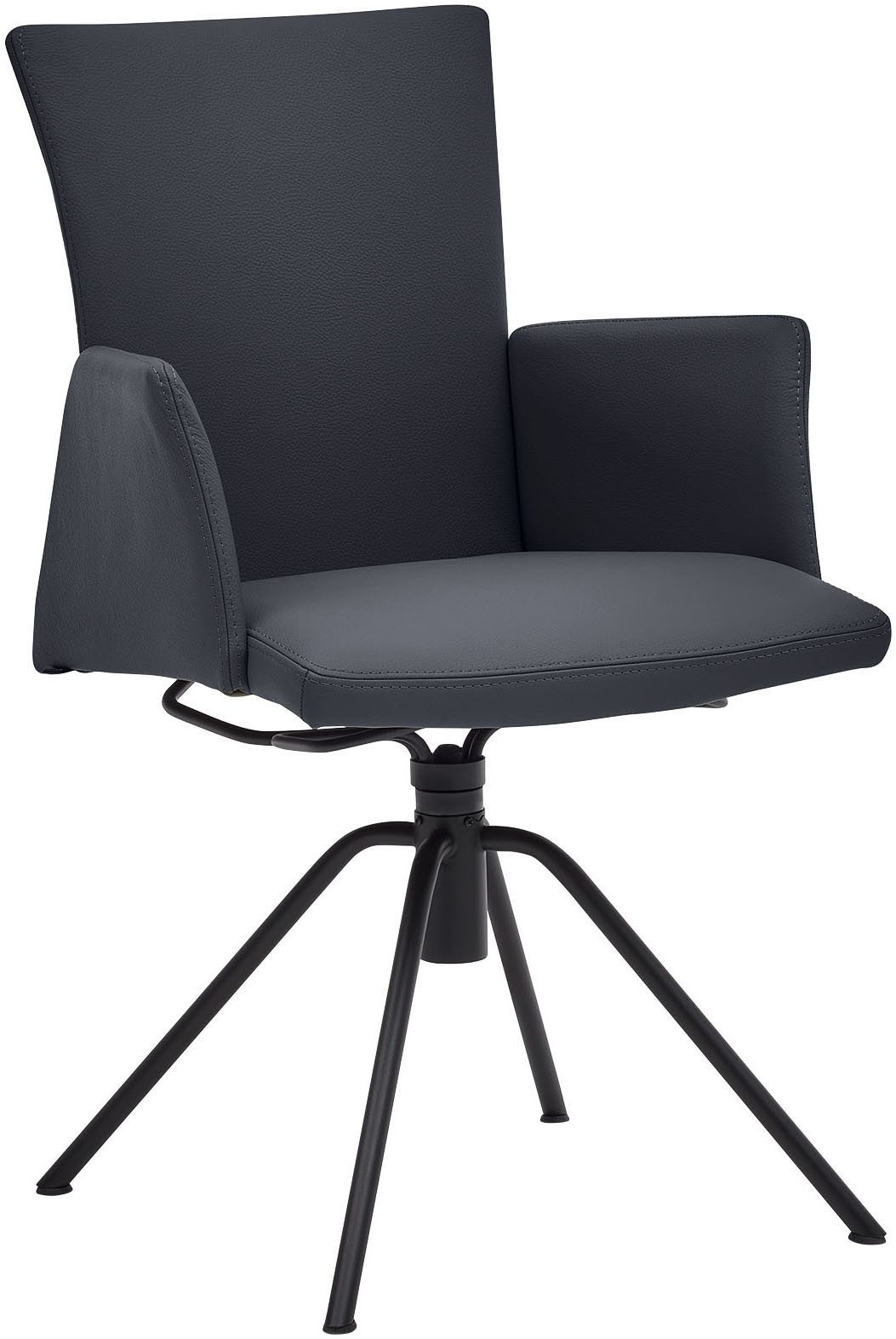 Musterring Armlehnstuhl Helmond 6710 (Packung, 1 St), Drehgestell in schwarz inkl. Rückholfunktion, geschlossene Armlehne