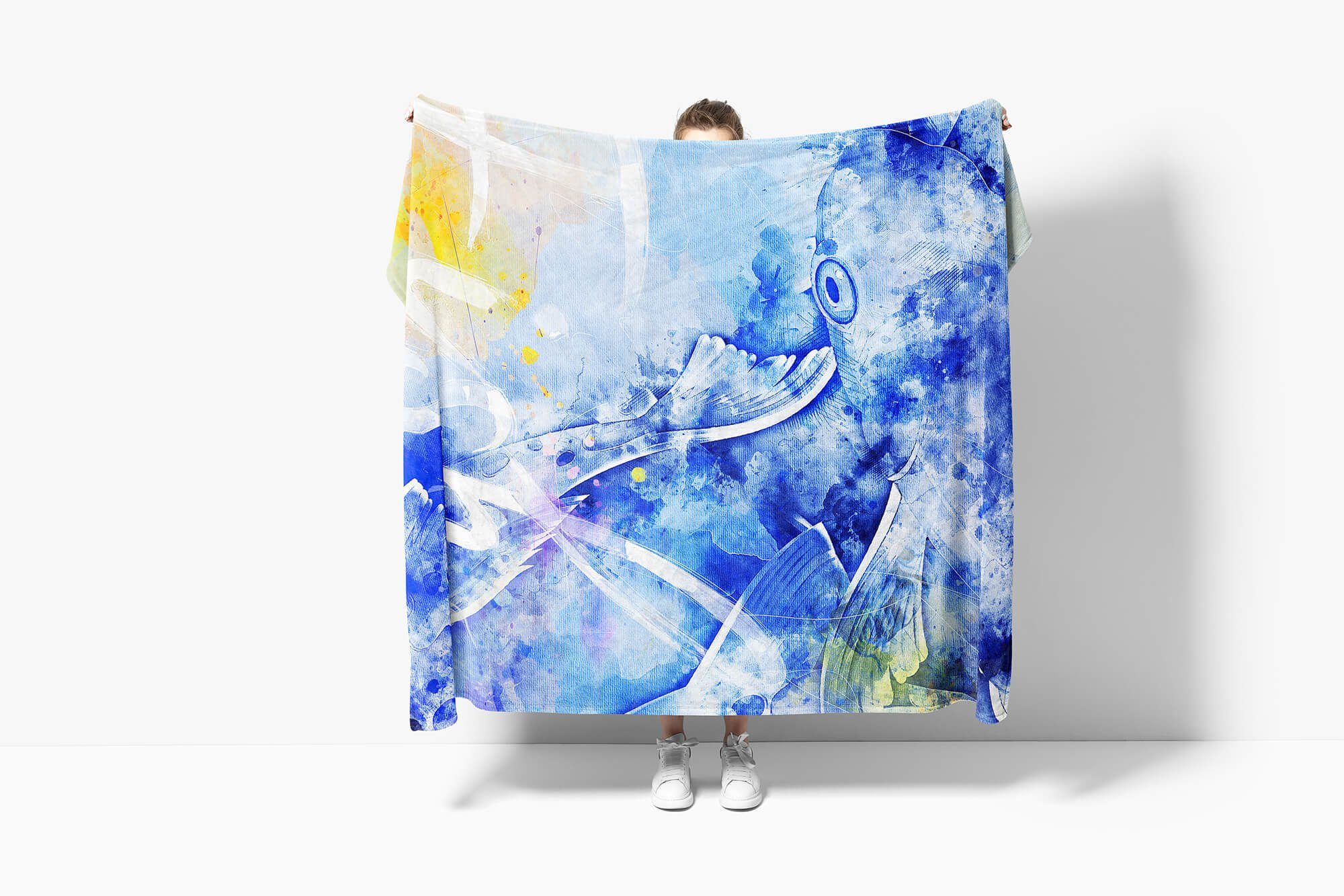 Sinus Art Handtücher Handtuch SplashArt Handtuch Baumwolle-Polyester-Mix (1-St), Motiv, Strandhandtuch Kuscheldecke Kunstvoll Fish Tier Saunatuch Serie