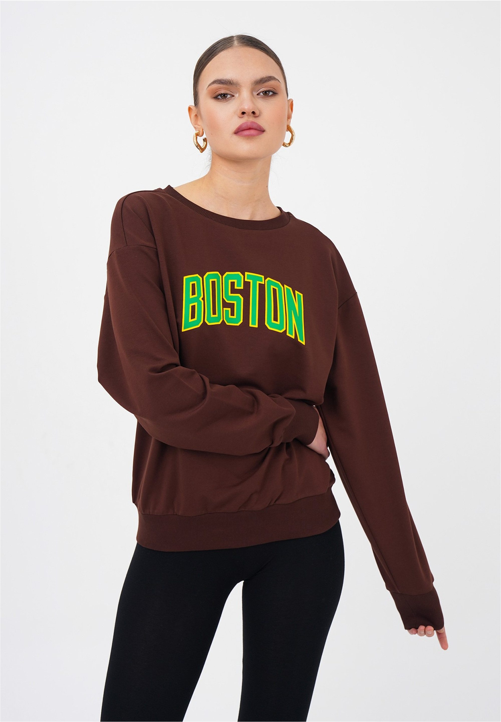 freshlions Sweatshirt Boston (1-tlg) mit coolem Schriftzug günstig online kaufen