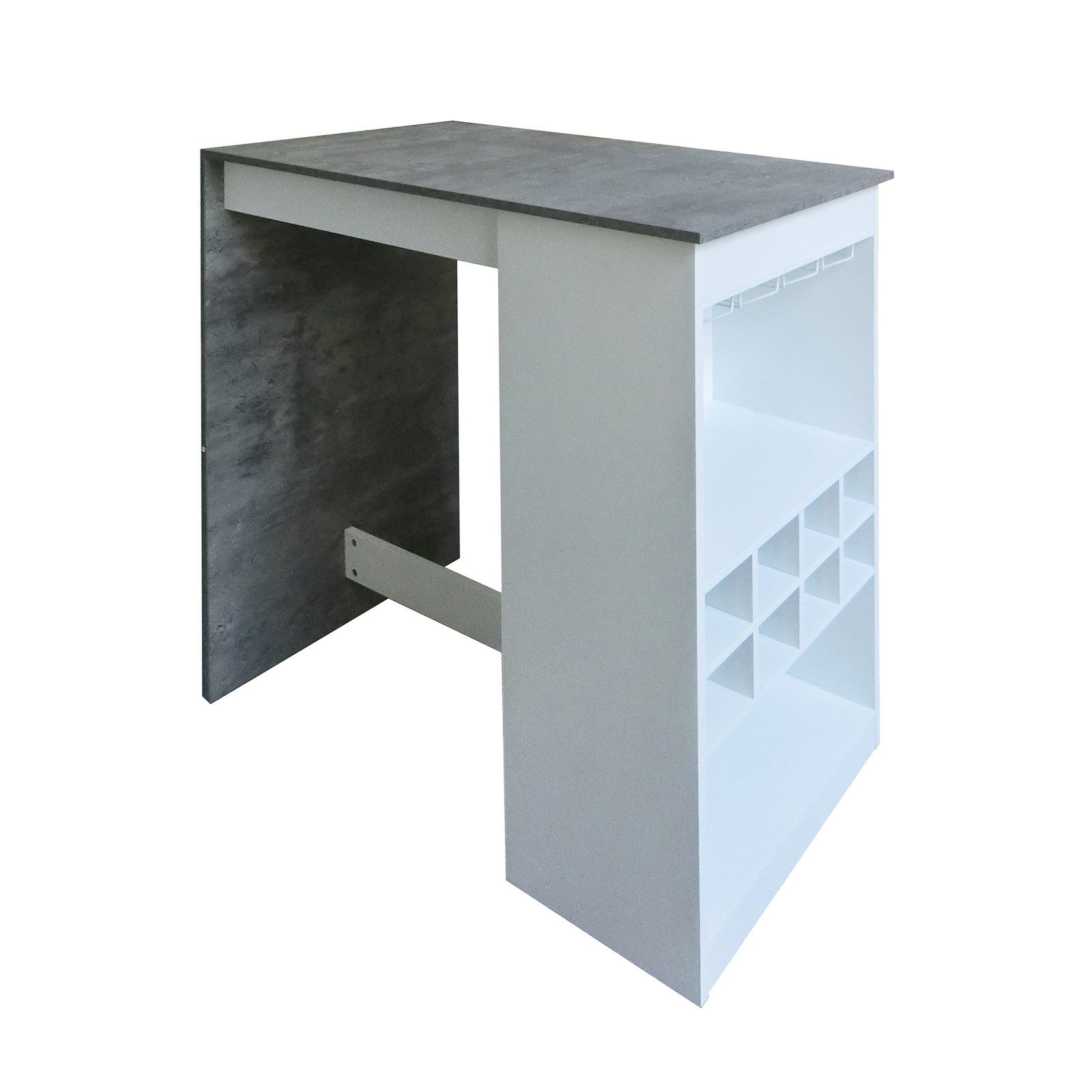 HTI-Living Bartisch Küchenbar Lisa Beton Weiß (Stück, 1-St., 1 Bartisch), Bartisch mit Regal