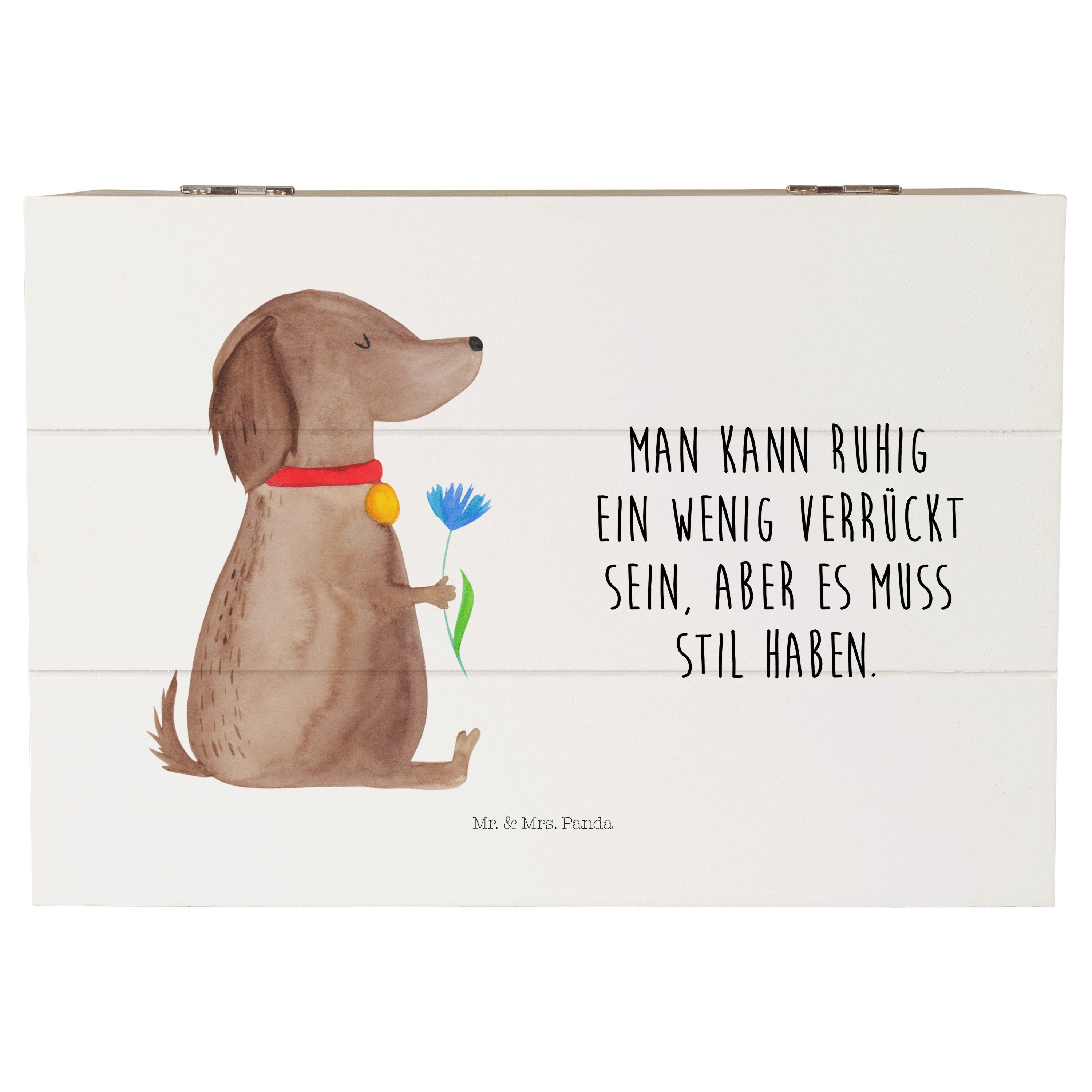 Dekokiste Hund Blume - Weiß - Geschenk, Hundespruch, Schatzkiste, Kiste, Hunde