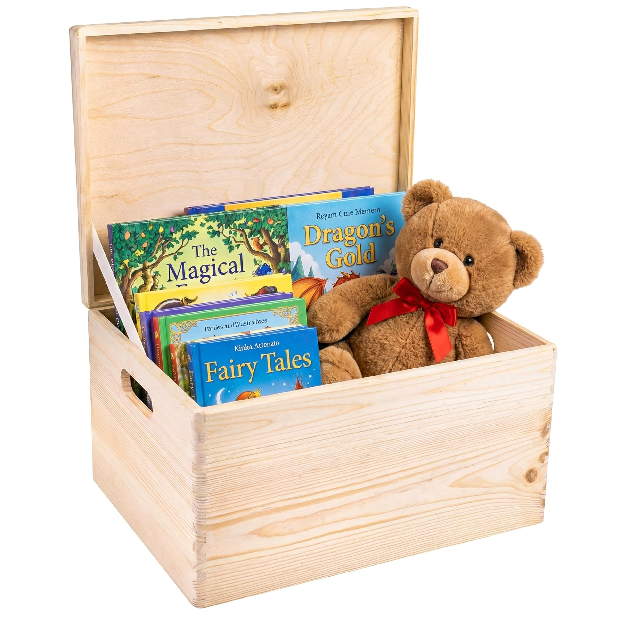 Creative Deco Holzkiste mit Deckel XXL 40x30x24 cm Erinnerungsbox Baby
