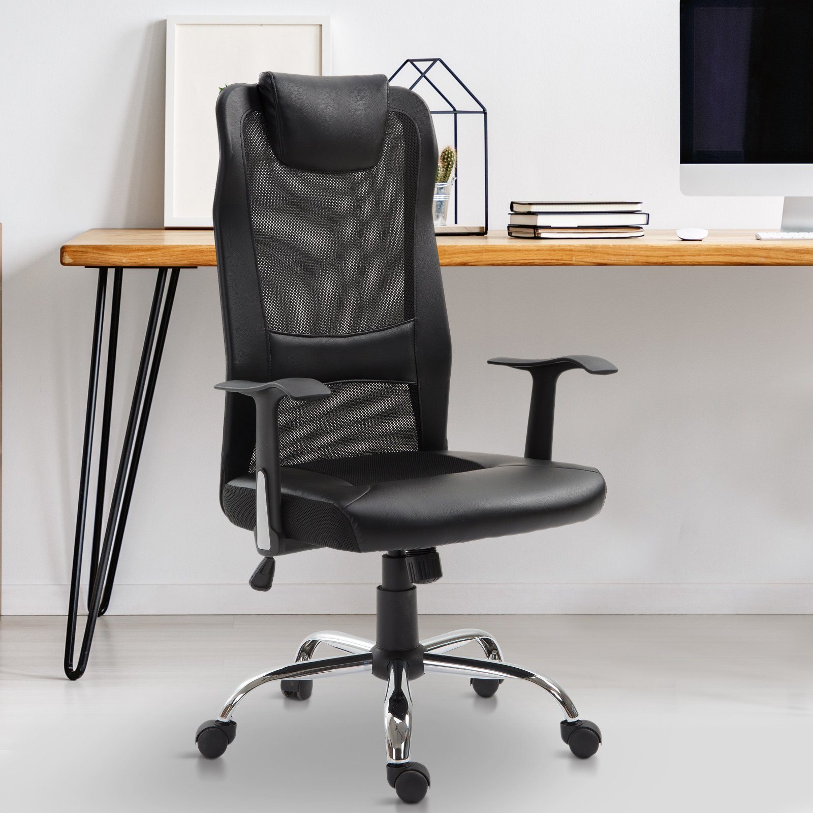 Vinsetto Schreibtischstuhl Bürostuhl ergonomisch schwarz