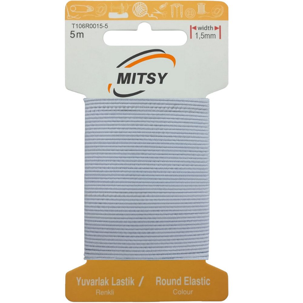 MITSY Gummibänder elastisches Gummiband 1,5/3/5/6/8/10/20/30 mm Gummilitze 5/10/25/100 m, Reißfest, Stark für Kleidung & DIY, ISO 9001/14001/OHSAS zertifiziert