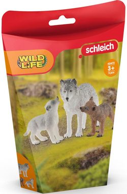 Schleich® Spielfigur WILD LIFE, Wolfsmutter mit Welpen (42472), (Set)
