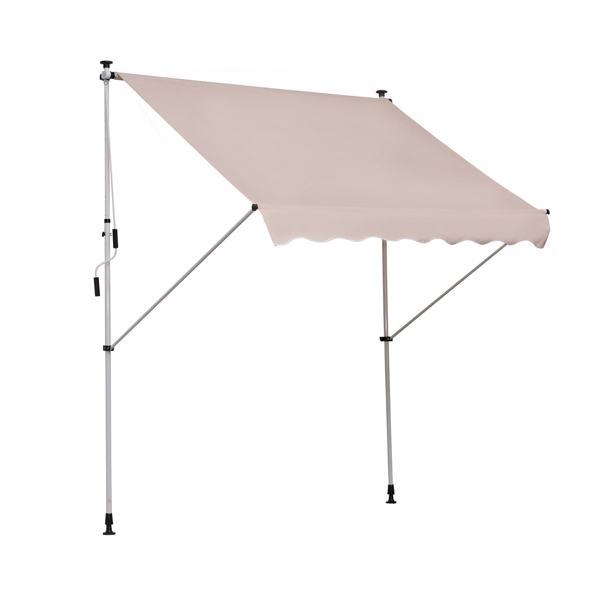 CHICFURN Sonnenschirm Markise 200x150 cm, höhenverstellbar, UPF 50+, LxB: 200x150 cm, Packung, Klemmmarkise, Gelenkarmmarkise, Cremeweiß aus Aluminium für Terrasse & Balkon