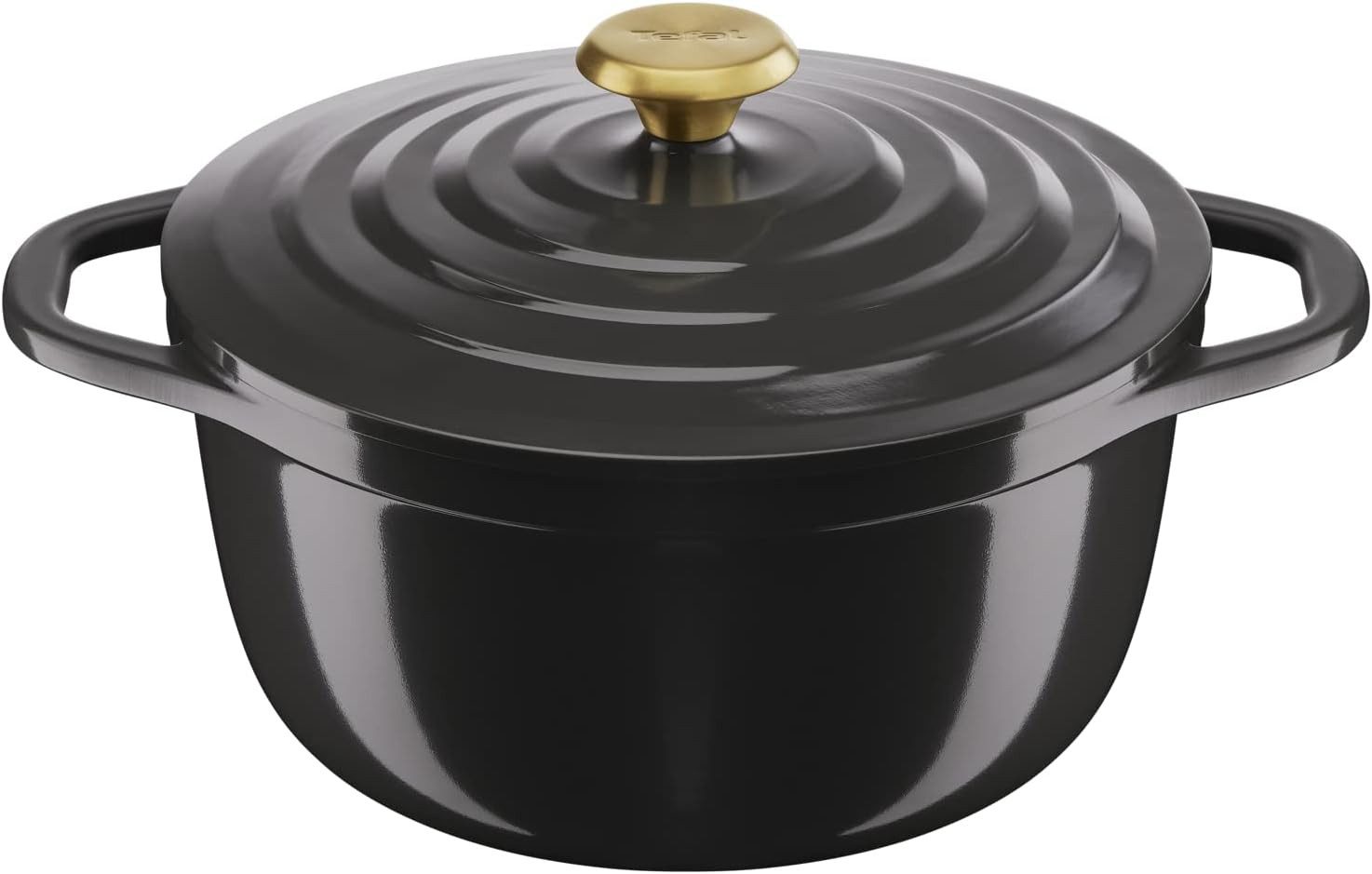 Tefal Kochtopf Schmortopf rund 24cm 4,7L Aluminiumguss leicht Induktion mit Deckel, Aluminium (1-tlg), 3x leichter als Gusseisen, Keramikbeschichtung, Induktion, bis 250°C