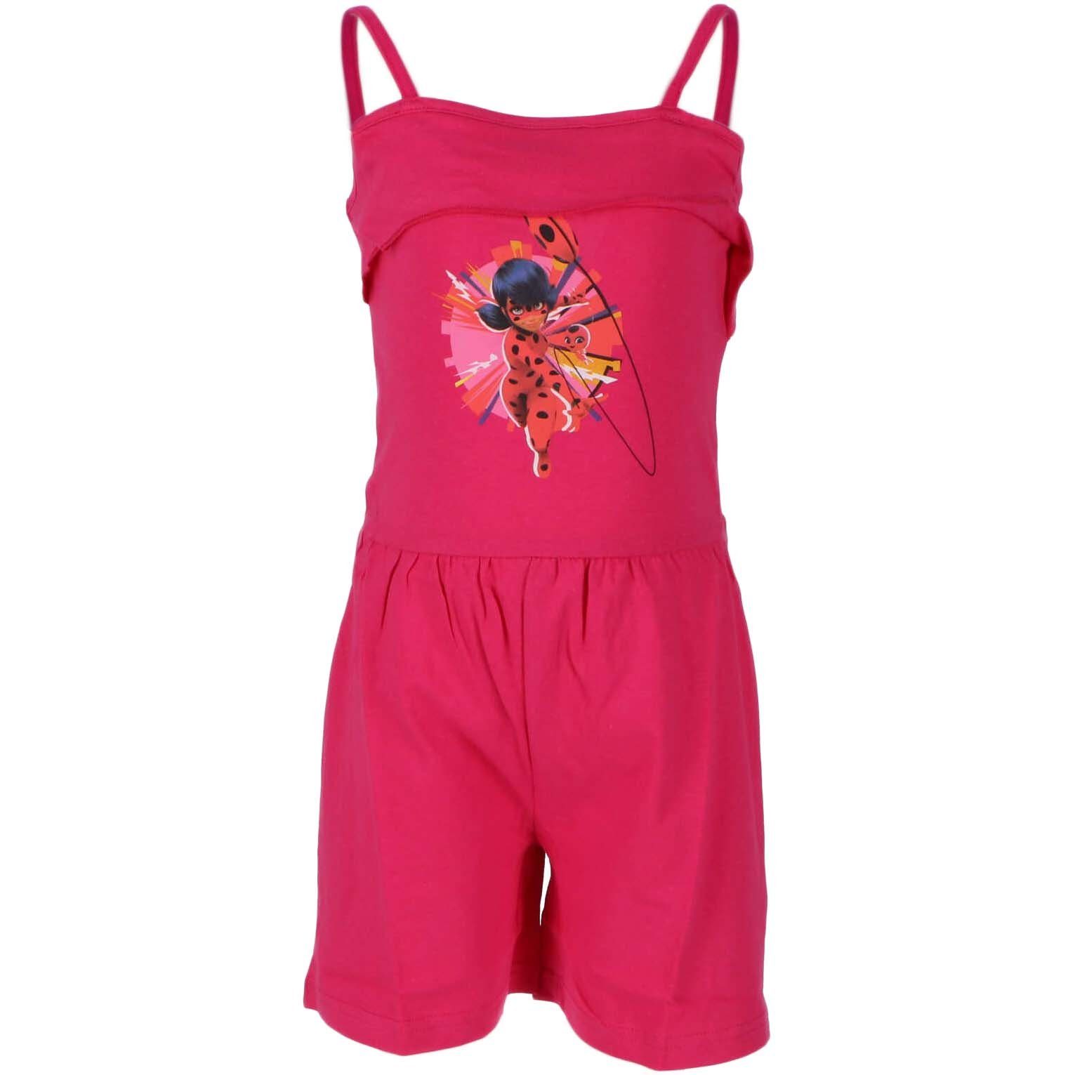 Miraculous - Ladybug Jumpsuit Kinder Mädchen Anzug Gr. 98 bis 128, 100% Baumwolle Pink