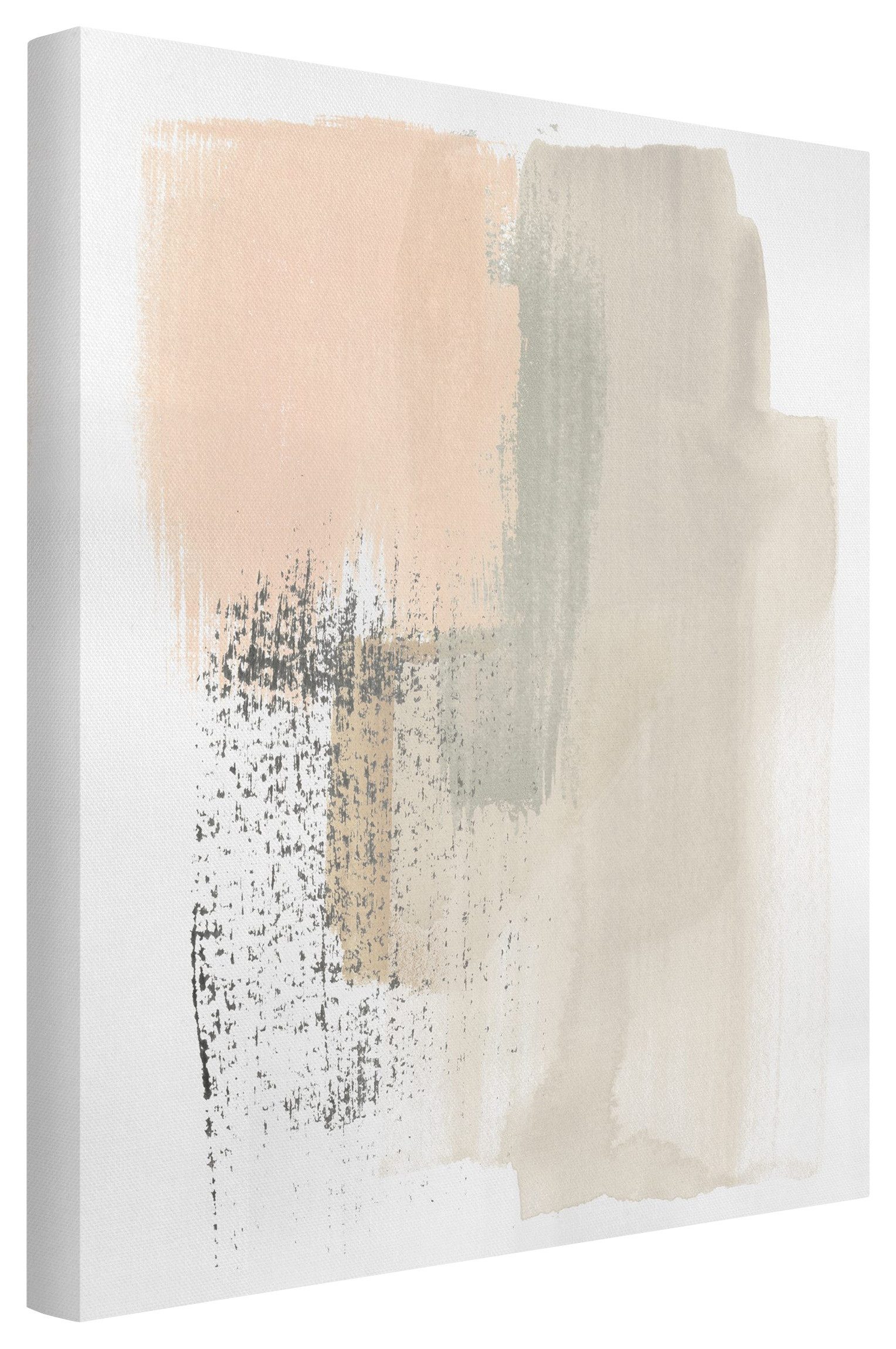 Bilderdepot24 Leinwandbild Abstrakt Modern Aquarell Malerei rosa beige Bild auf Leinwand XXL, Wohnzimmer Schlafzimmer Küche Flur Wandbild Kunstdruck Wanddeko Druck