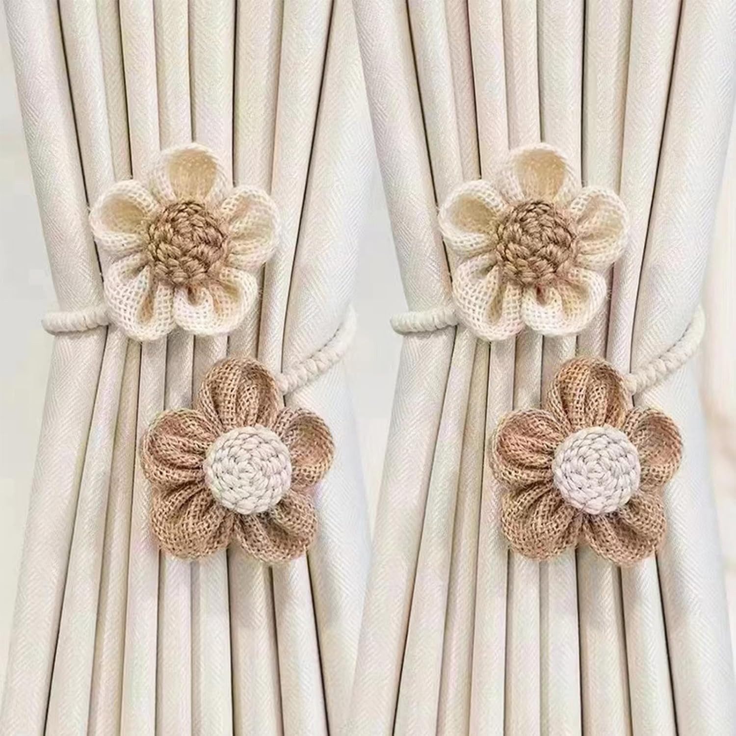 BYSURE Raffhalter, (2-tlg), Niedliche Blumenvorhang-Raffhalter, Boho-Blumenvorhang