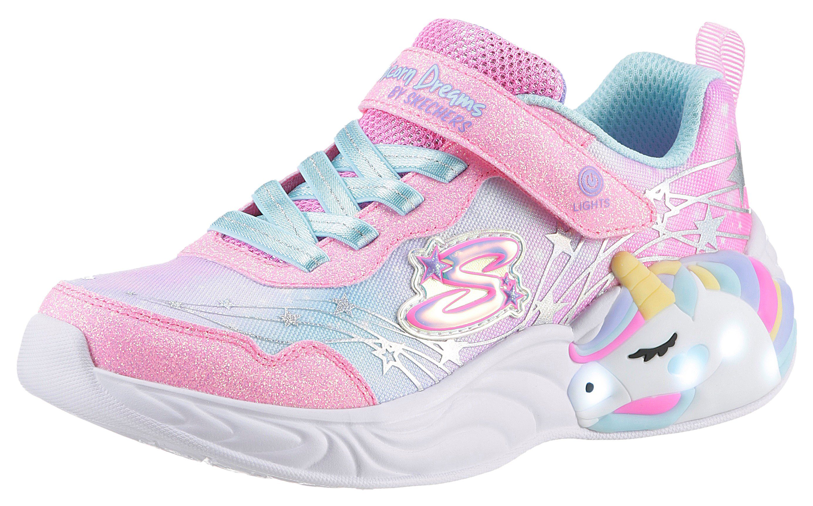 Skechers Kids UNICORN DREAMS - WISHFUL MAGIC, Blinkschuh, Slip-On Sneaker in funkelnder Optik