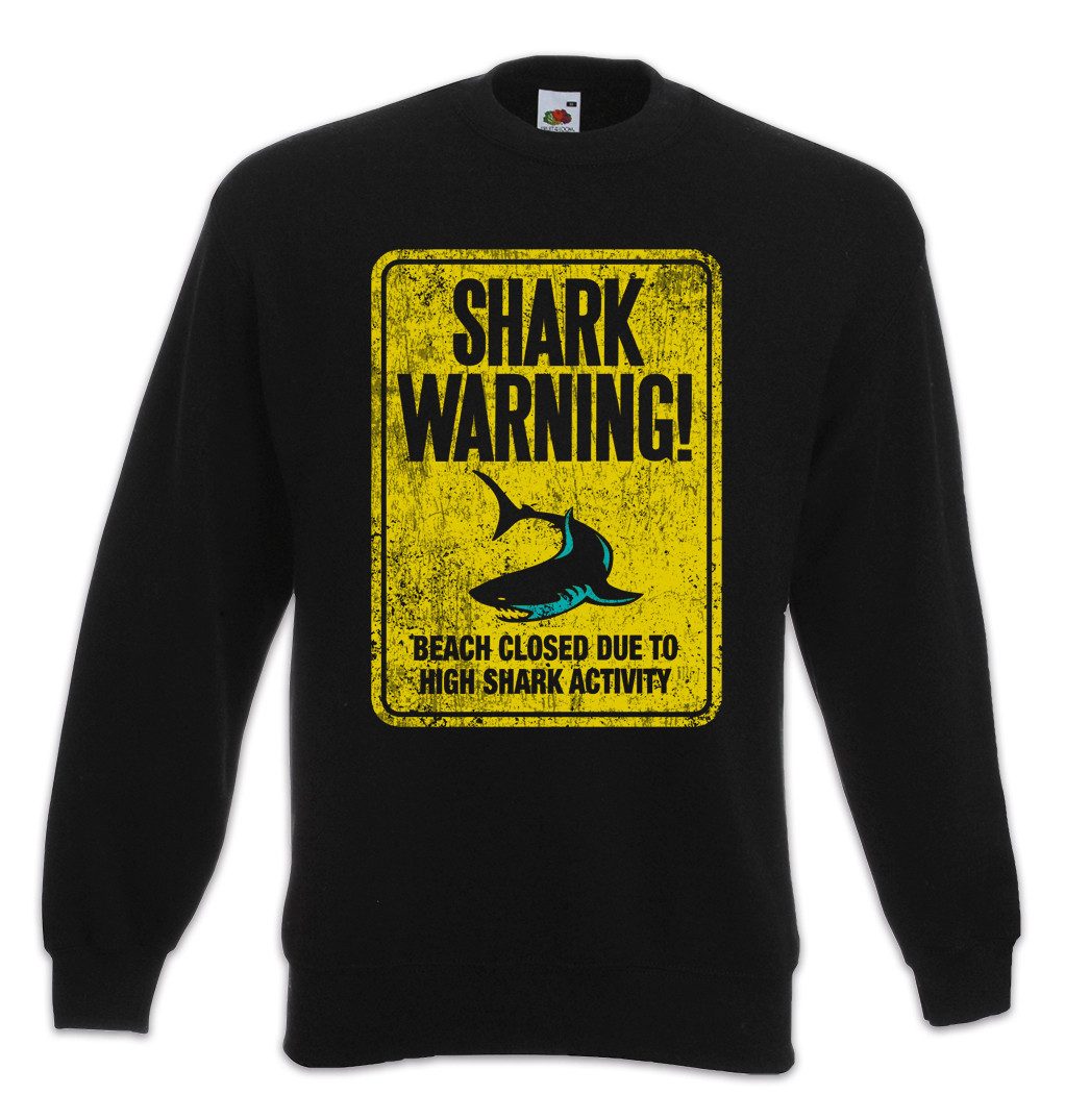 Sweatshirt Shark Warning Sign II Sweatshirt Weißer Hai Surfer Surfing Diver
