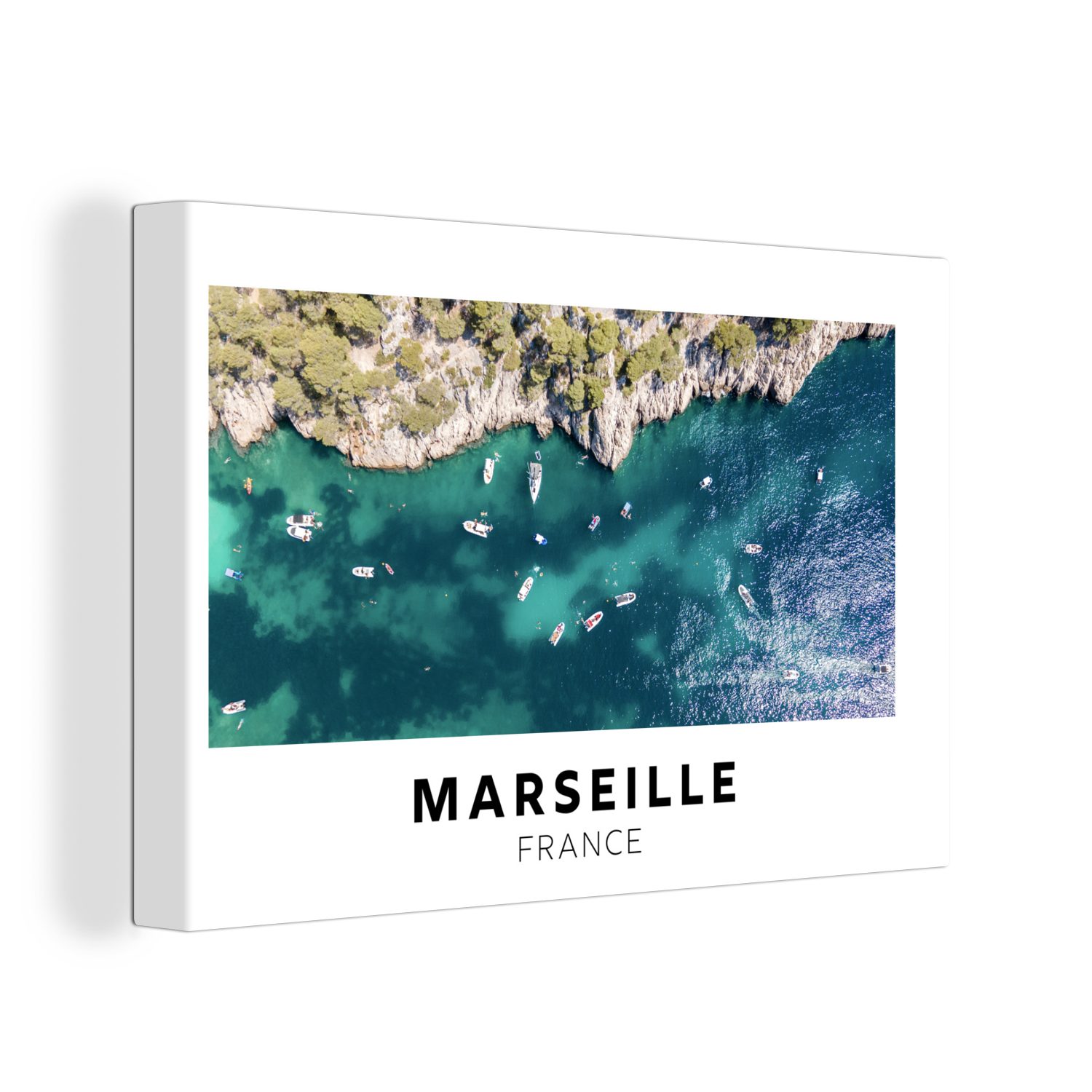 - Aufhängefertig, Leinwandbilder, cm Frankreich Wandbild Boote, OneMillionCanvasses® (1 Leinwandbild - 30x20 Marseille St), Wanddeko,