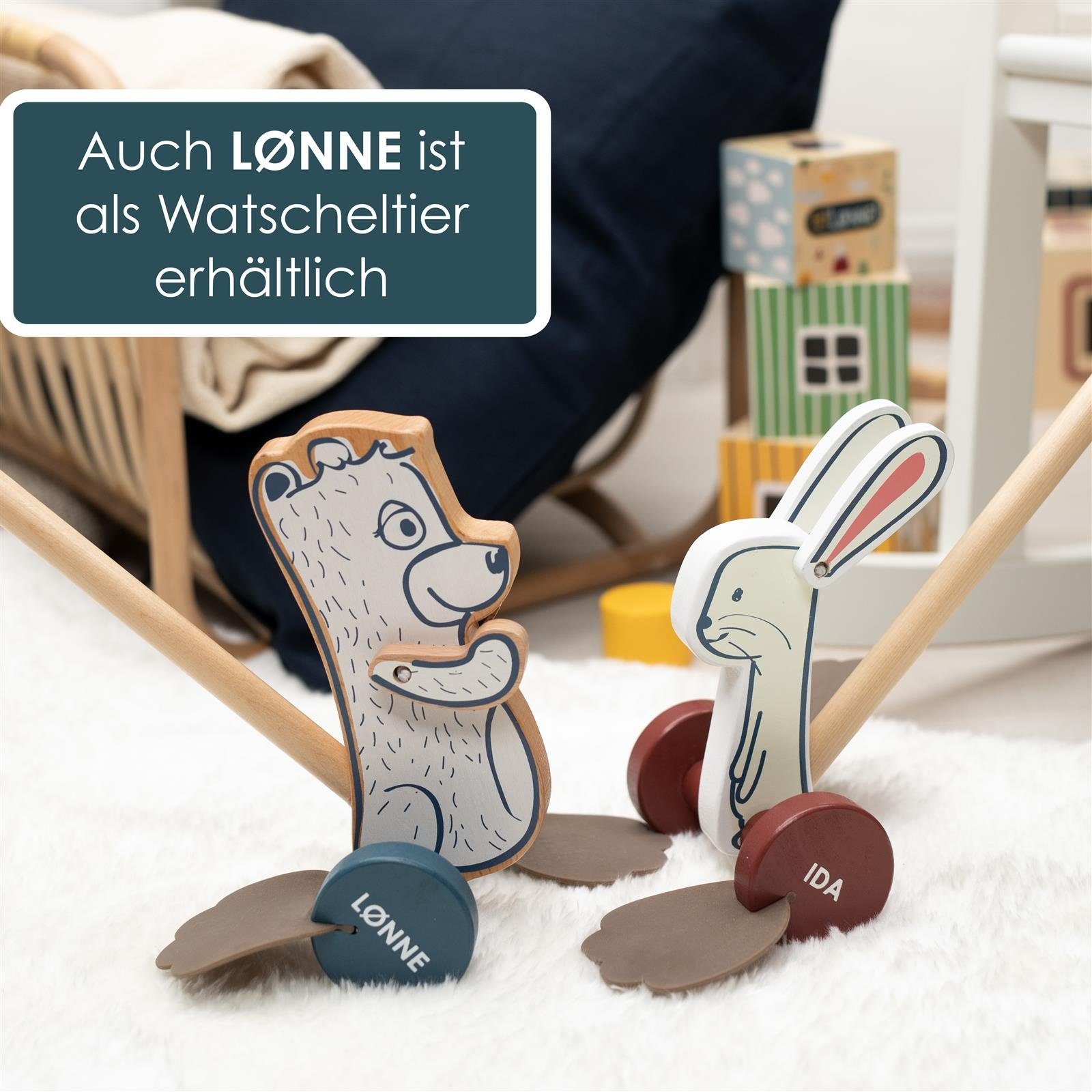 Hej Lønne Schiebestab Schiebefigur IDA Kinder Spielzeug, Lauflernspielzeug zur Förderung der Motorik