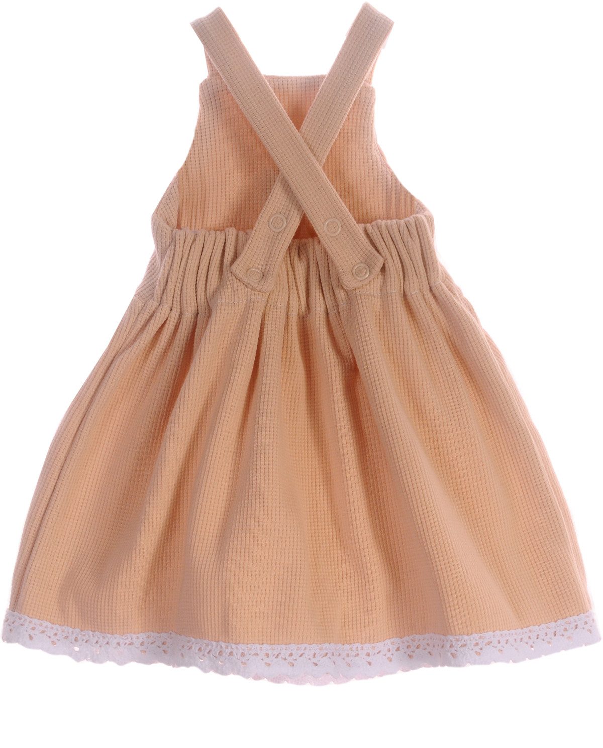 La Bortini Latzkleid Baby Kleid Trägerrock Kleidchen in Beige 50 56 62 68 74 80 86 92 98, mit Rüschen, Spitzen, Träger verstellbar