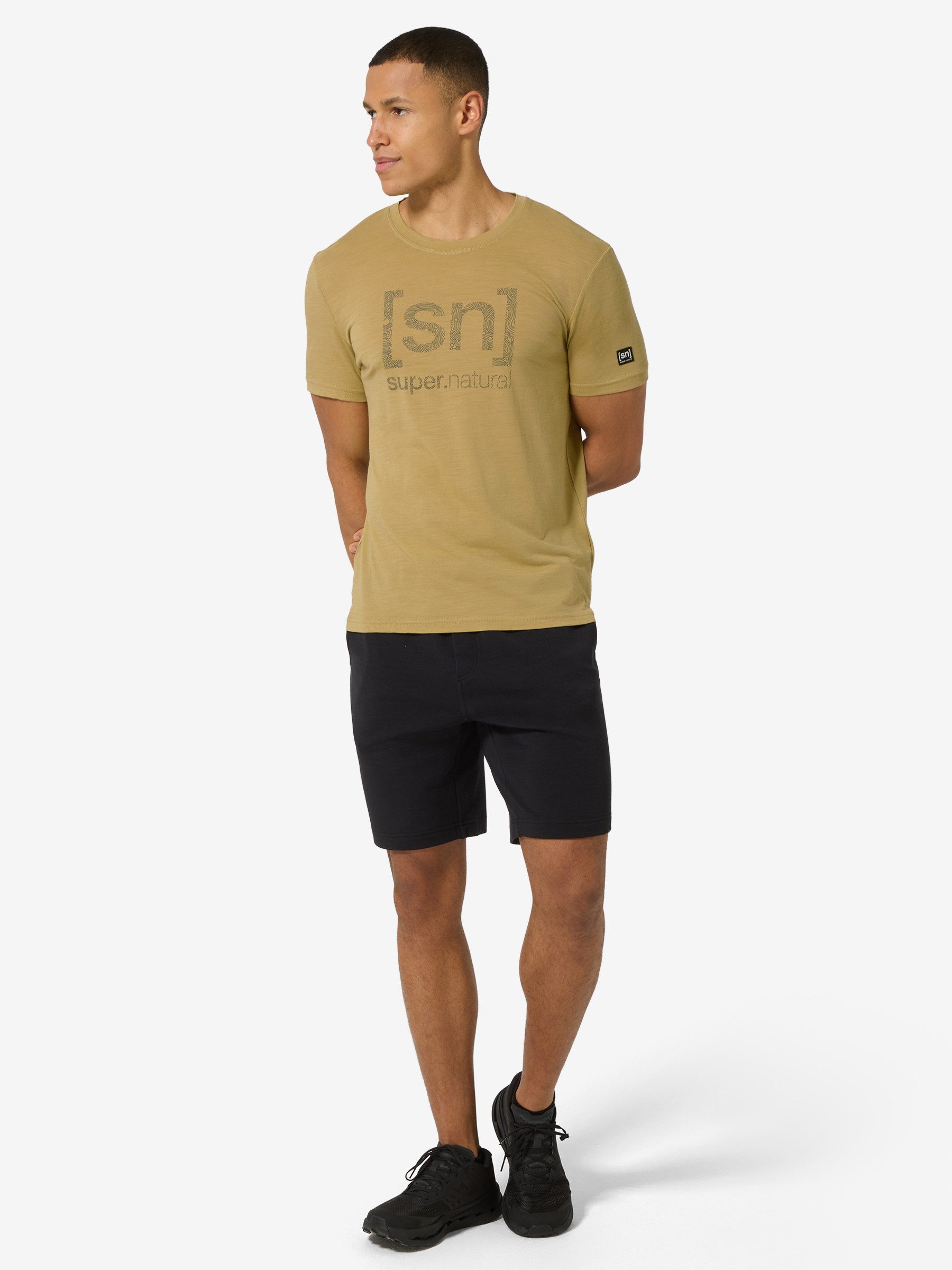 SUPER.NATURAL Print-Shirt für Herren, Merino LOGO LINES TEE Bike Lifestyle, atmungsaktiv